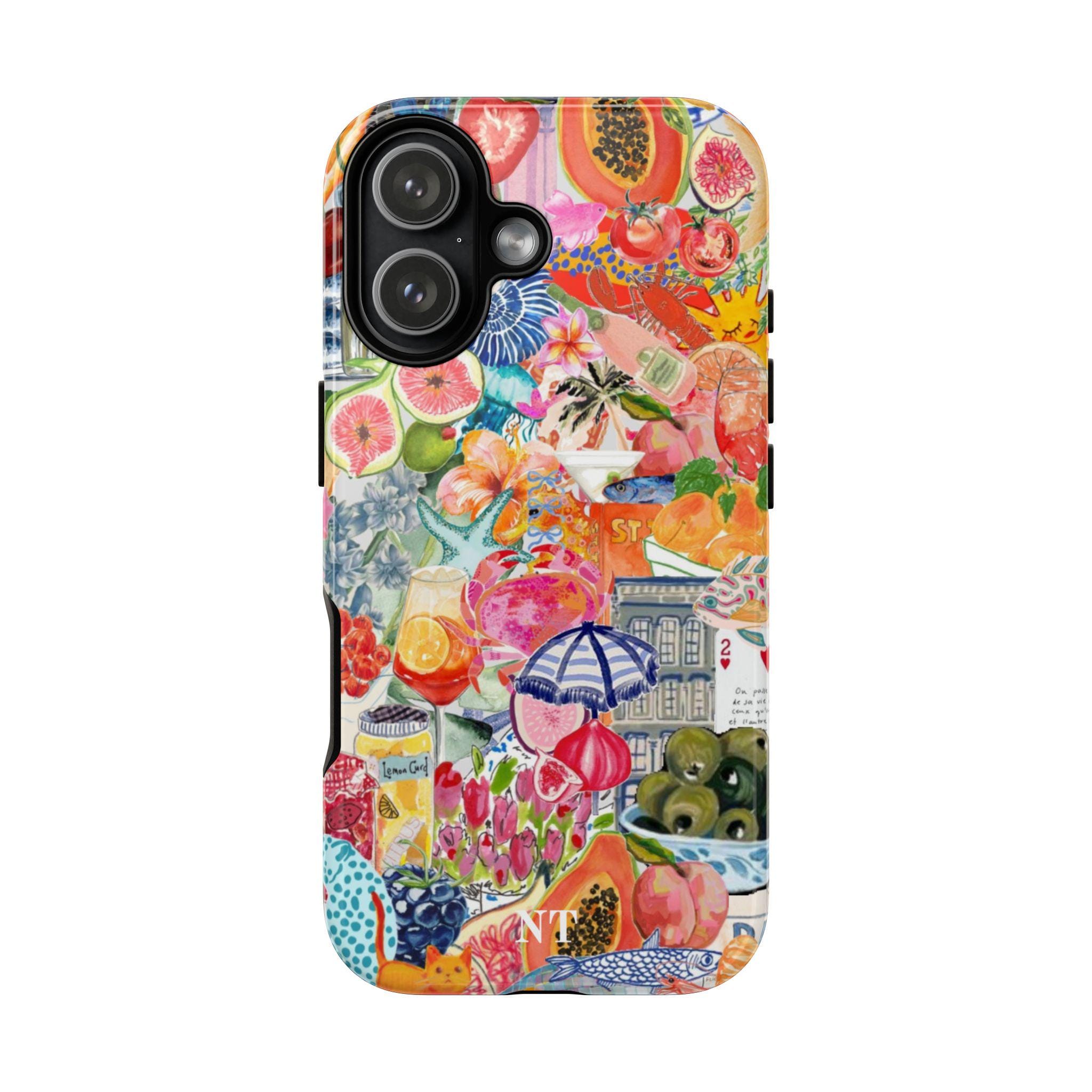 Custodia per telefono con collage estivo europeo, custodia protettiva, custodia per telefono con collage, custodia estetica, custodie alla moda