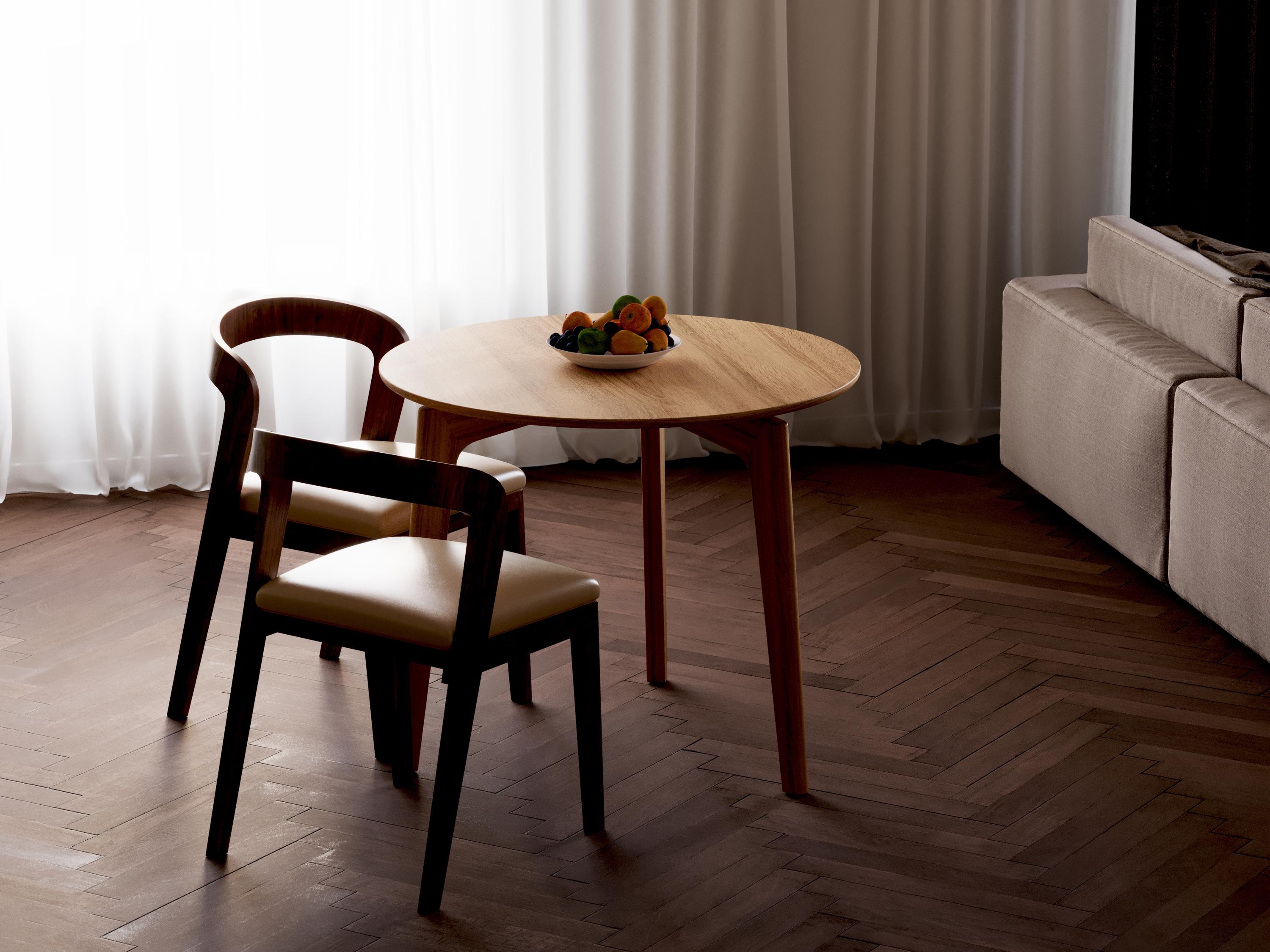 Tavolo da pranzo moderno - Tavolo da pranzo rotondo - Tavolo da pranzo moderno di metà secolo - Tavolo in rovere massello - Tavolo da pranzo compatto