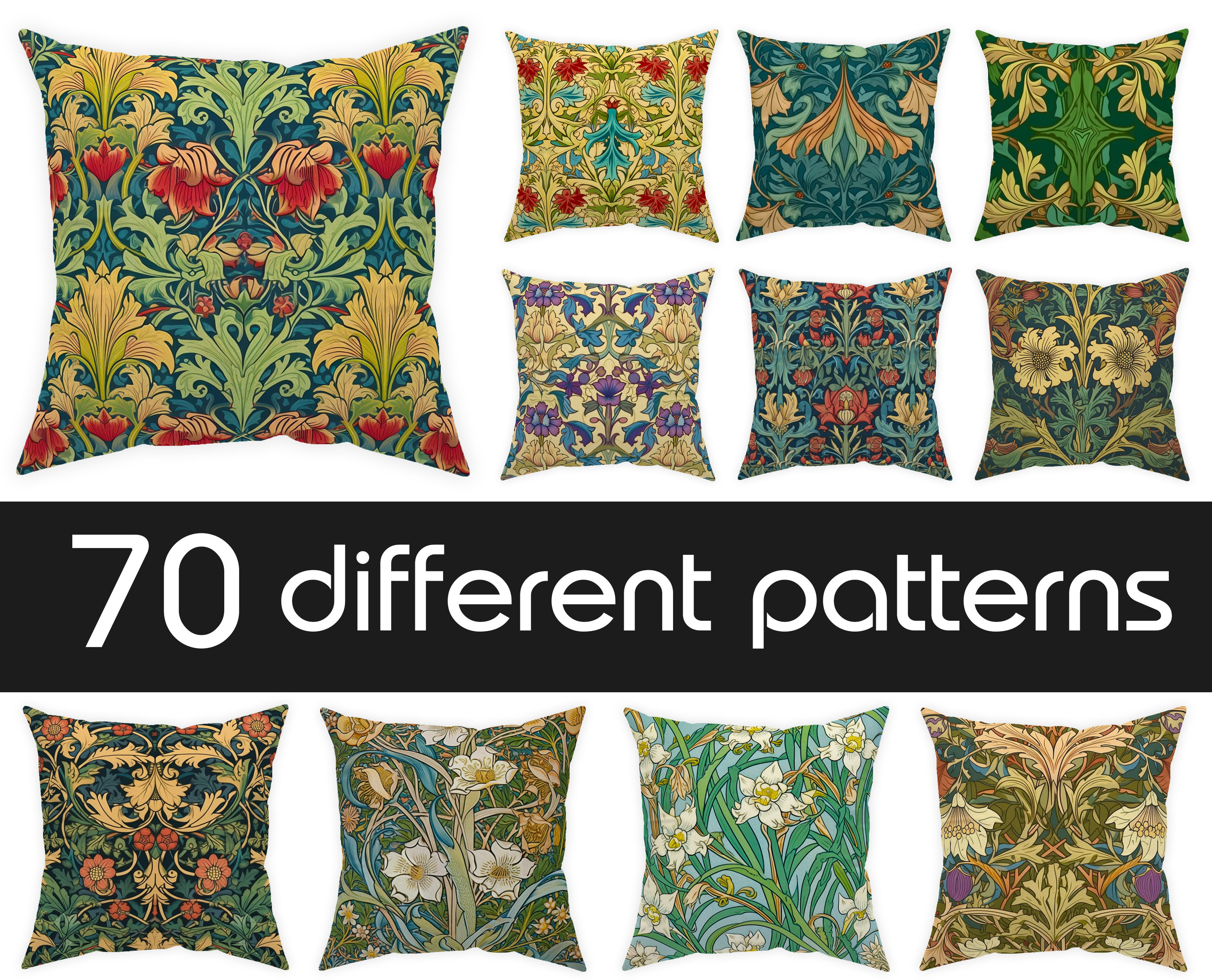 Federa per cuscino in stile William Morris 14x14 16x16 18x18 20x20 24x24 26x26, federa per cuscino decorativo William Morris per interni o esterni