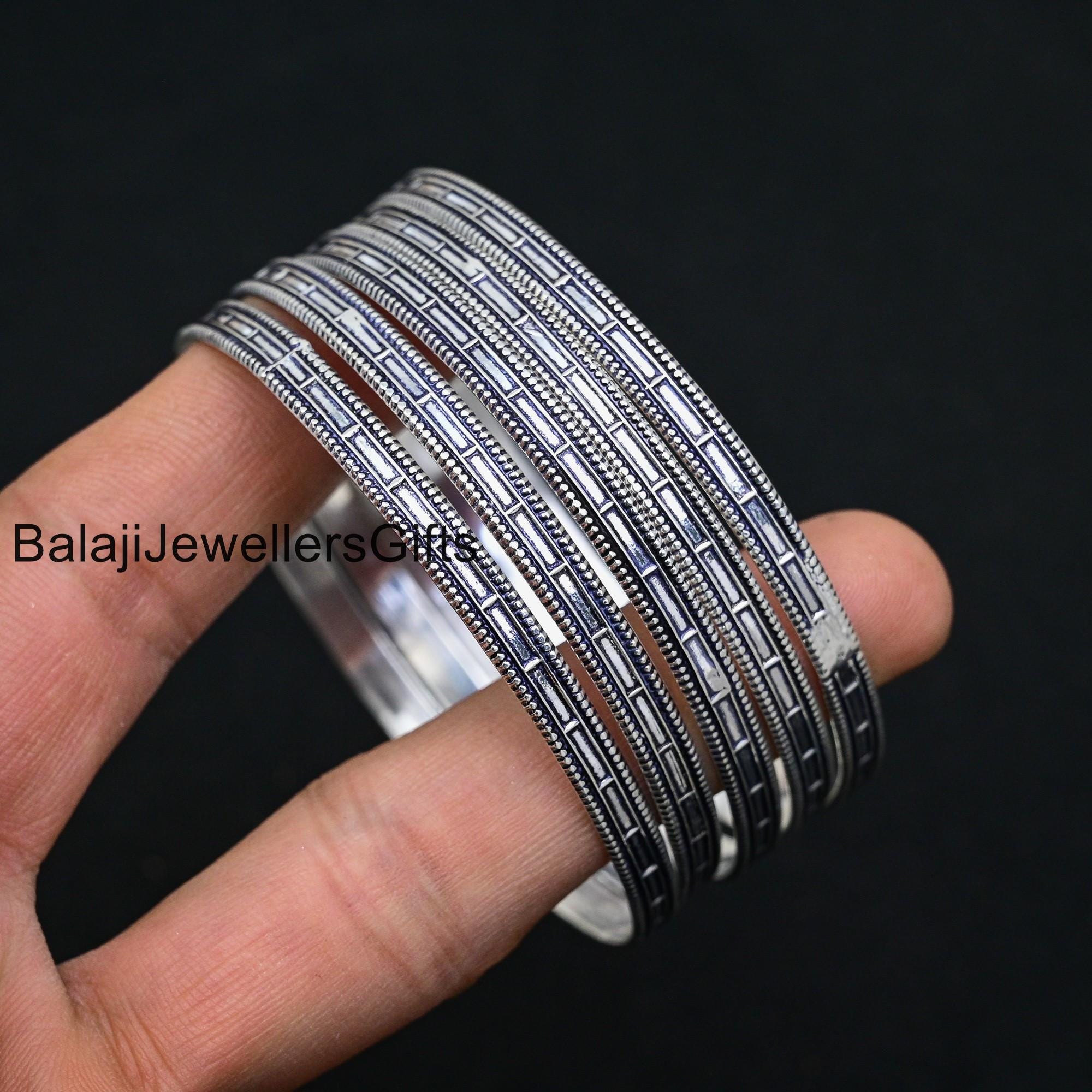 Set di 5 bracciali, bracciali fatti a mano, argento sterling 925, bracciali boho impilabili, gioielli da donna, bracciali firmati, regalo per lei, bra