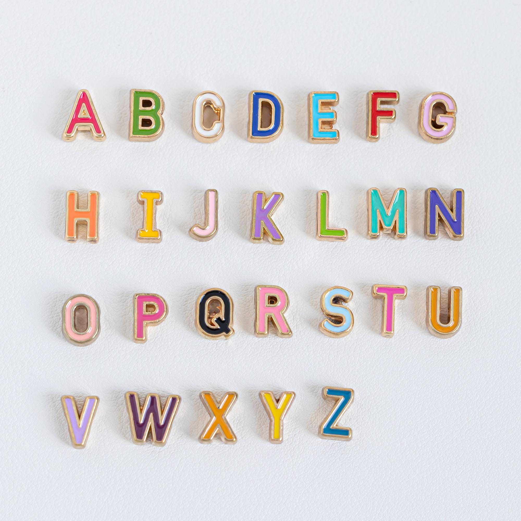 Perline con lettere colorate, perline con lettere placcate in oro, perline con lettere in acciaio inossidabile, perline con lettere dell'alfabeto, per