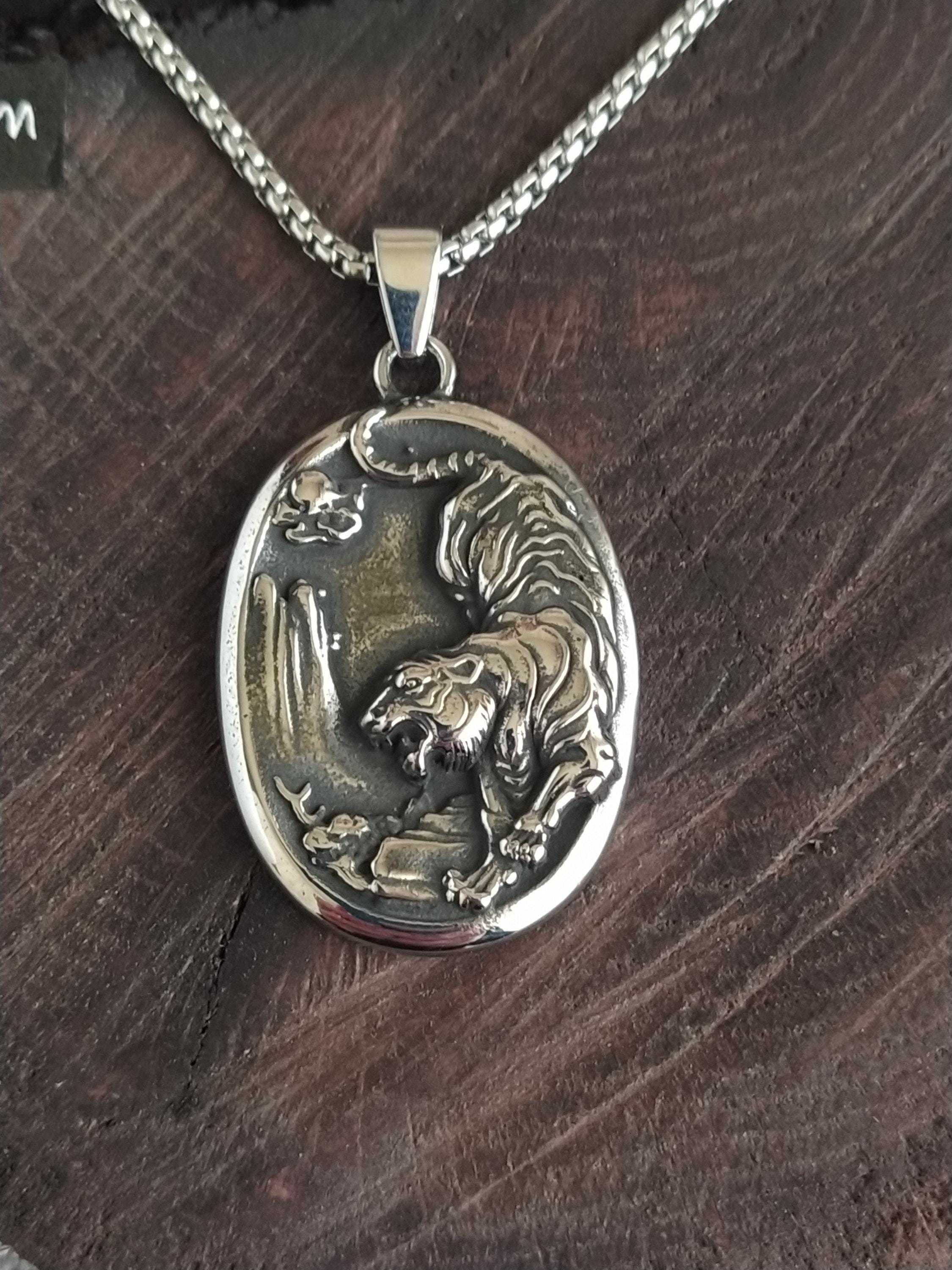 Collana con tigre / Collana con tigre bianca / Collana con ciondolo tigre / Collana con tigre di ferro / Pendente tigre / Ciondolo tigre / Regalo per