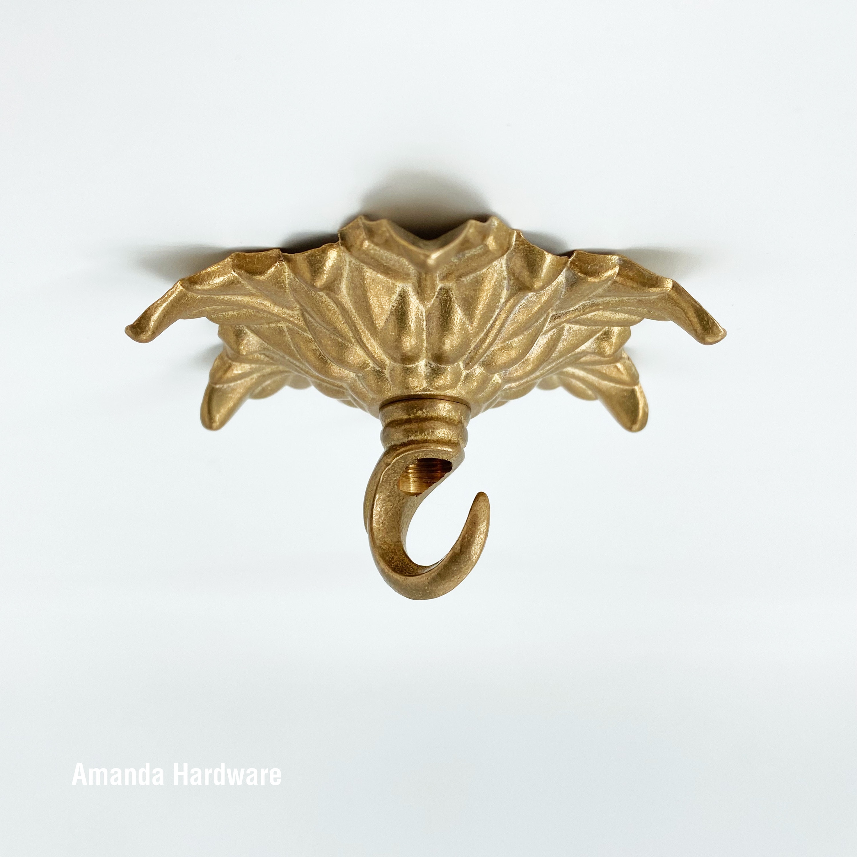 Gancio in ottone a forma di stella floreale per appendere fioriere, campanelli eolici, luci pendenti a festoni - Gancio decorativo in stile Art Nouvea