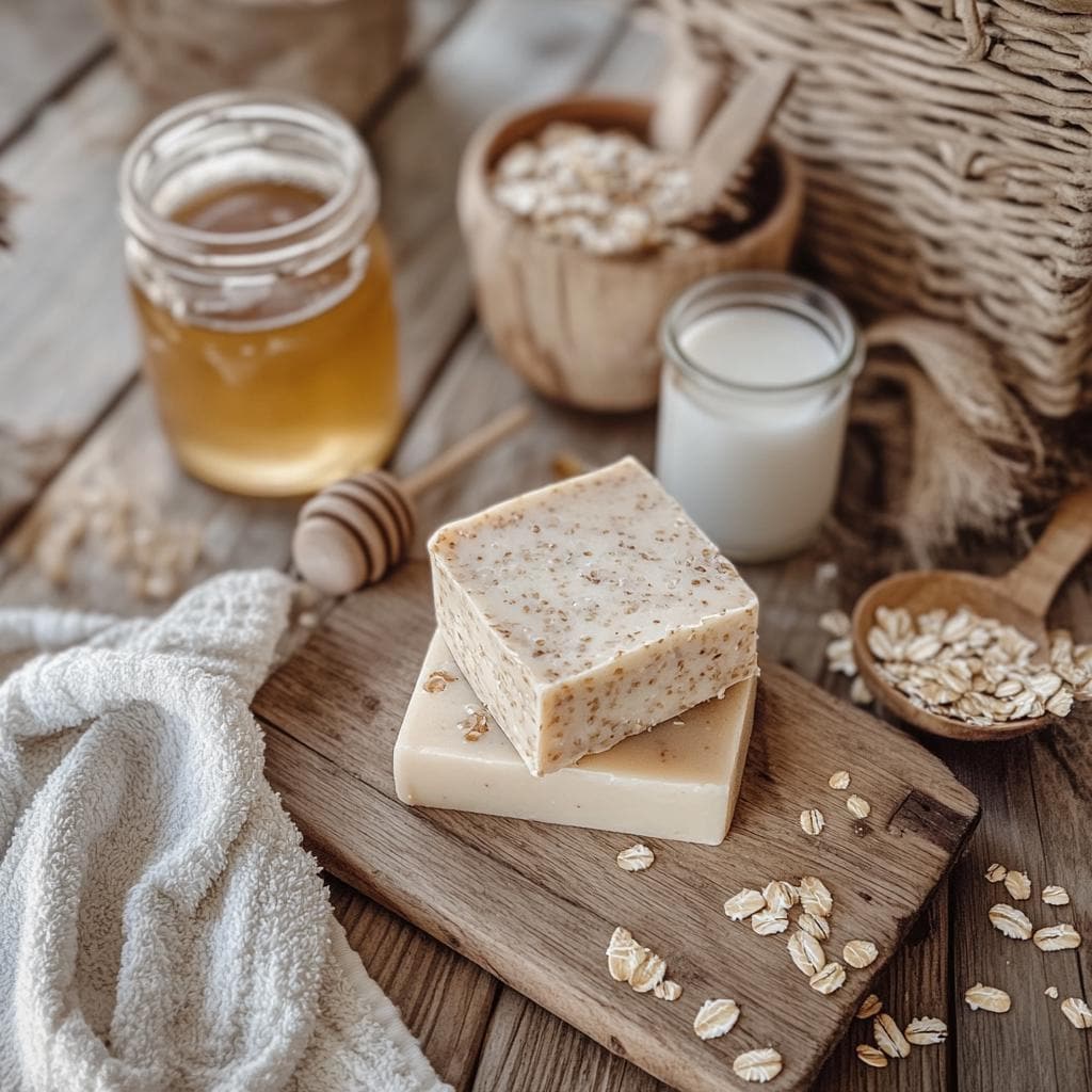 Saponetta al miele e avena / Sapone esfoliante naturale / Vegano fatto a mano / Detergente per pelli sensibili / Sapone idratante per il corpo, idea r