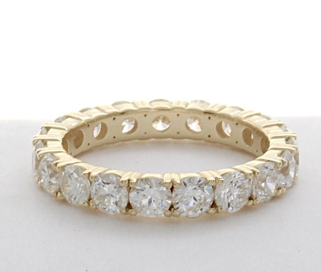 Anello dell'eternità con diamanti, anello dell'eternità con diamanti da 3 carati, fede nuziale in oro giallo con diamanti, anello nuziale con diamanti