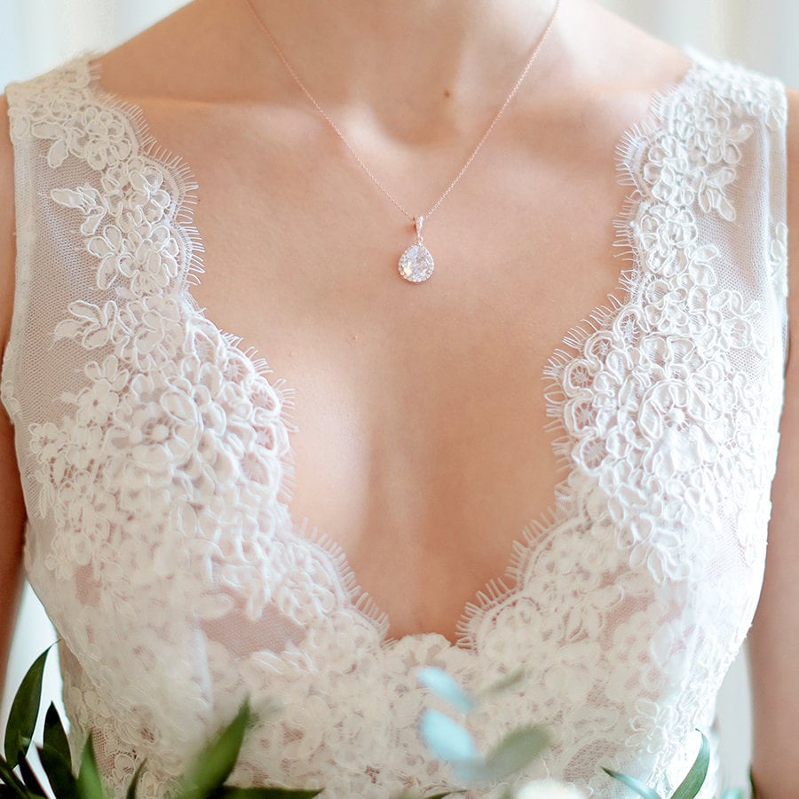 Collana da sposa in argento, Solista, Collana da sposa Drop, Collana da sposa Set, Collana da sposa con strass, Collana da sposa in cristallo, gioiell