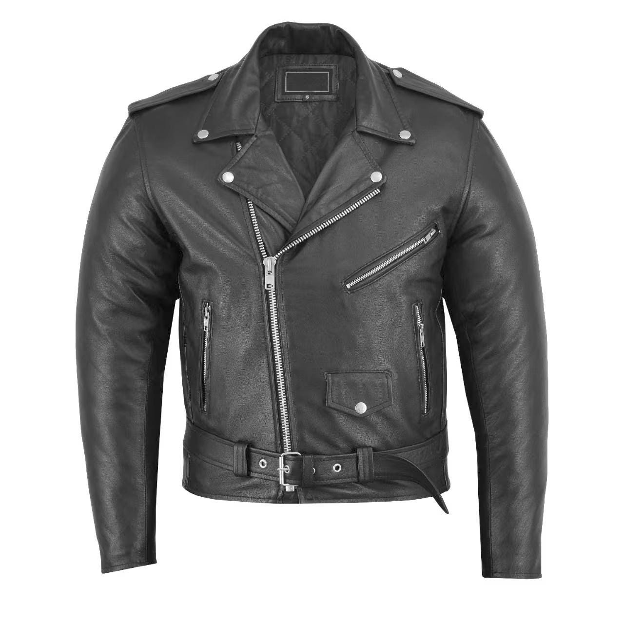 Giacca da motociclista classica in vera pelle per uomo, giacca da motociclista fatta a mano, giacca da motociclista da corsa in stile vintage