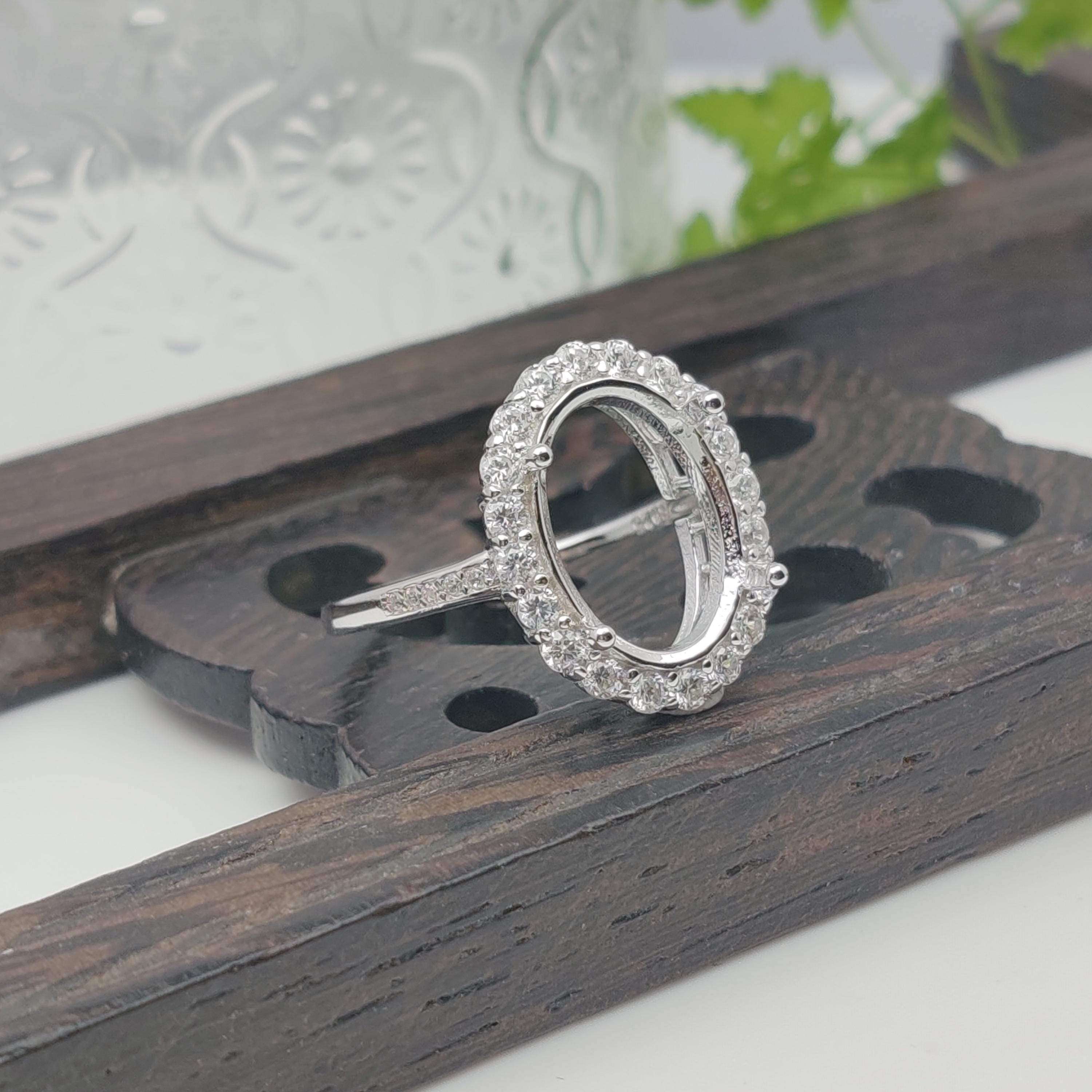 Anello grezzo (4 x 6 mm/5 x 7 mm/6 x 8 mm/7 x 9 mm/8 x 10 mm/9 x 11 mm/10 x 12 mm/10 x 14 mm ovale grezzo) Base per anello in argento sterling 925, mo