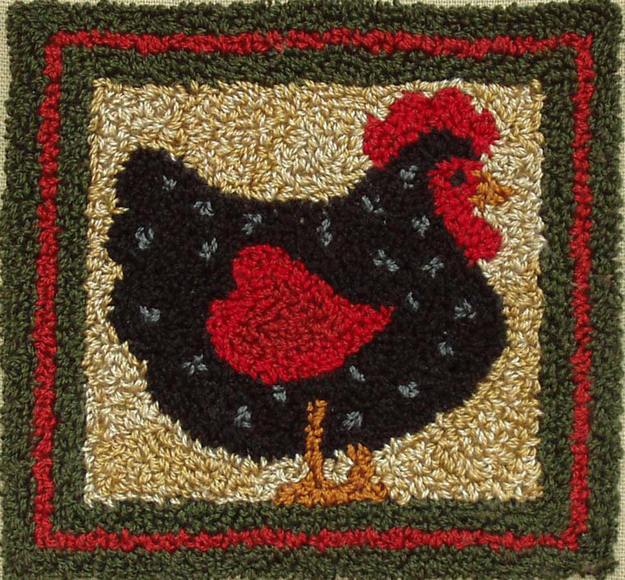 Kit gallina nera Kit ago da punzone / Kit da ricamo ago da punzone / Istruzioni e materiali inclusi / 3 3/8′′ x 3 3/8′′ /