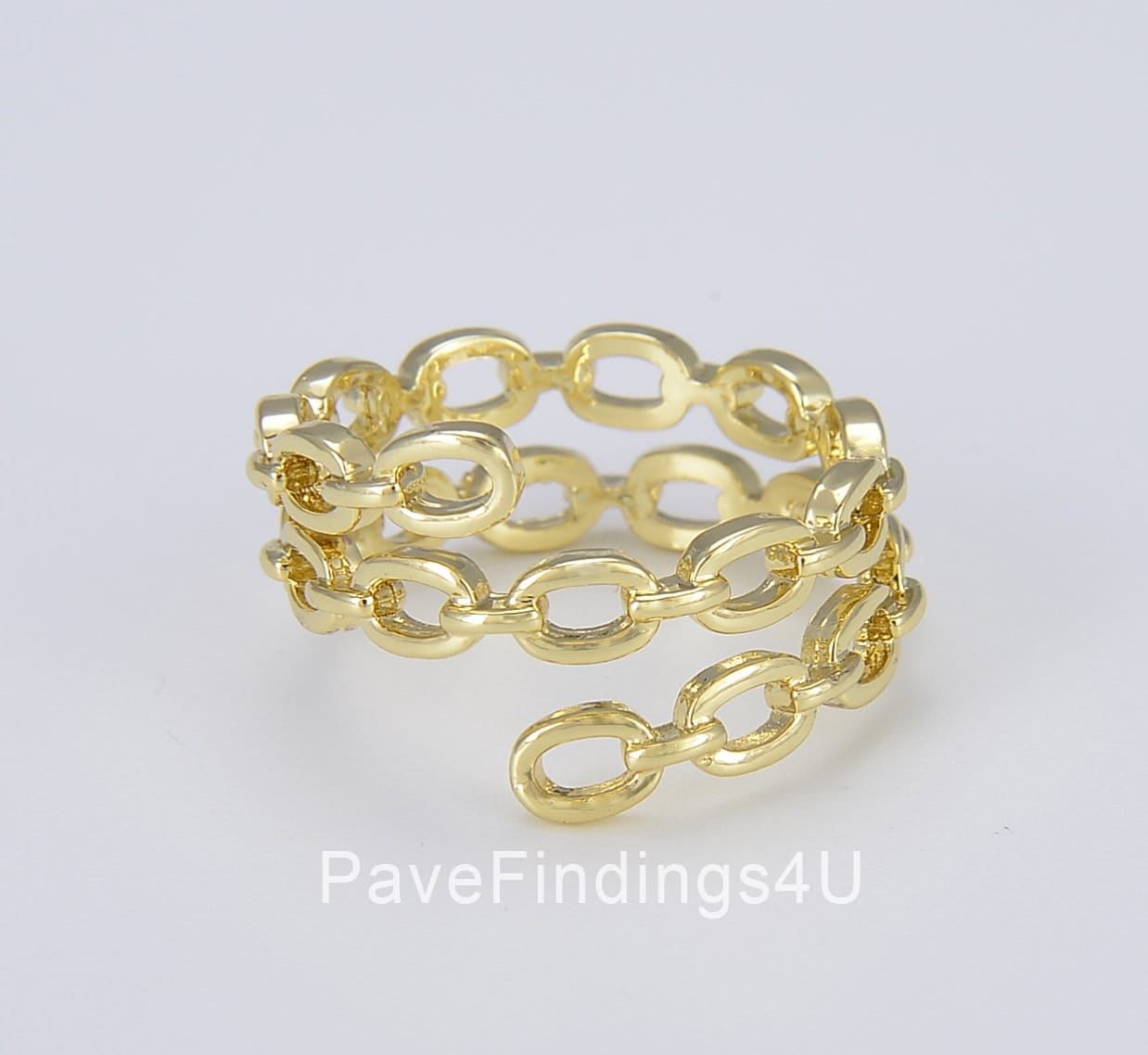 Anello impilabile in oro, Anello a catena piena d'oro 14k Anello a catena spessa, Anello a catena portacavi, Anello di dichiarazione, Anello a collega