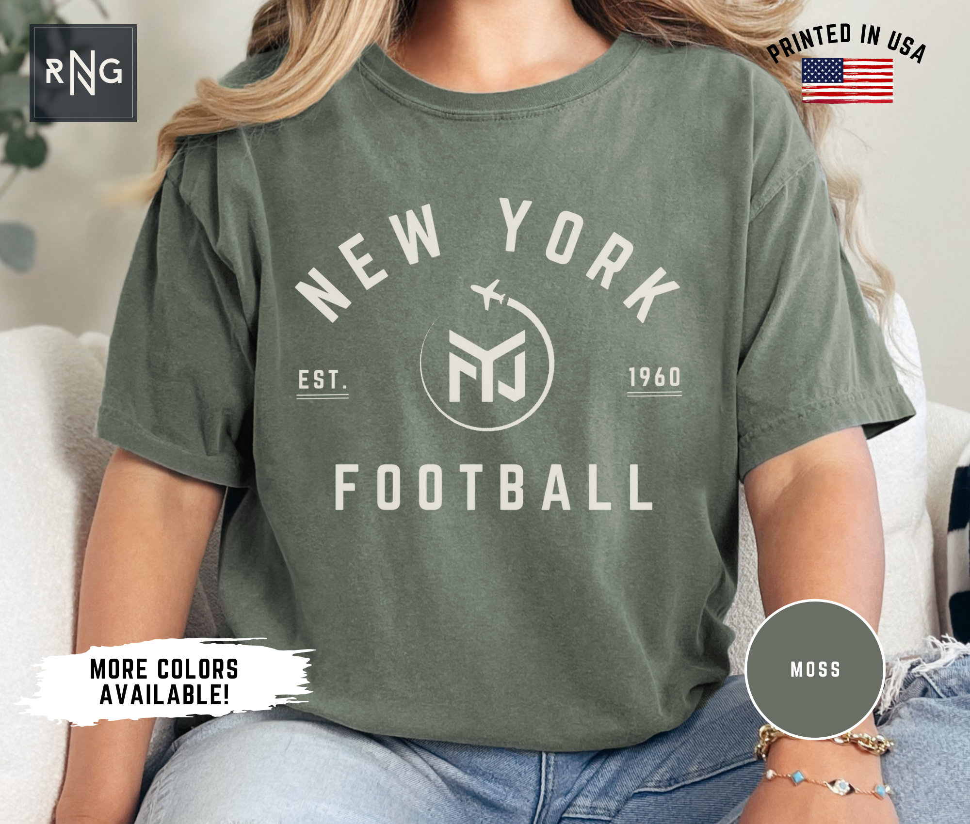 Maglia da calcio di New York, Maglia da calcio Jets, Abbigliamento da calcio di New York, Abbigliamento sportivo di New York, Regalo di calcio retrò J