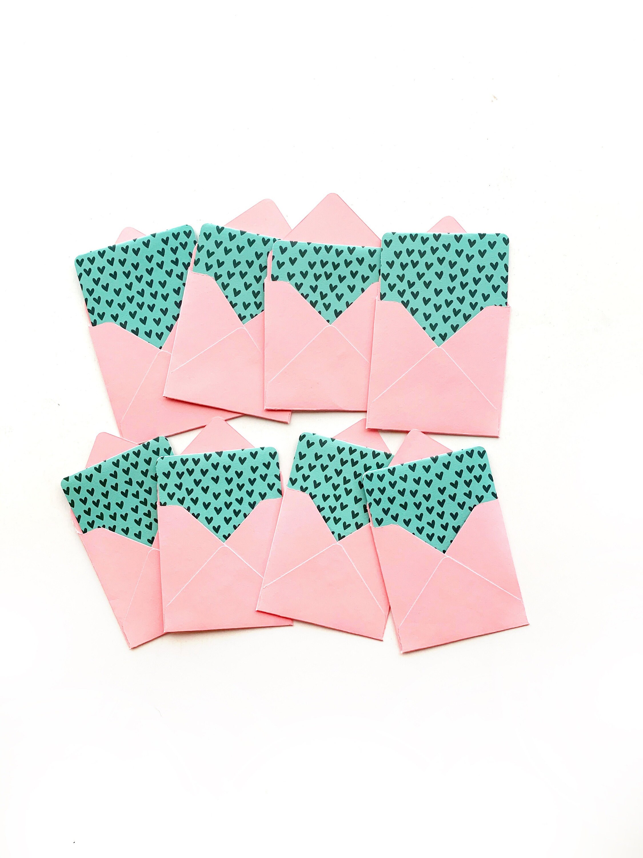 Mini biglietti d'amore, biglietti di San Valentino, buste minuscole, piccoli biglietti di auguri, biglietti quadrati vuoti, biglietti a forma di cuore