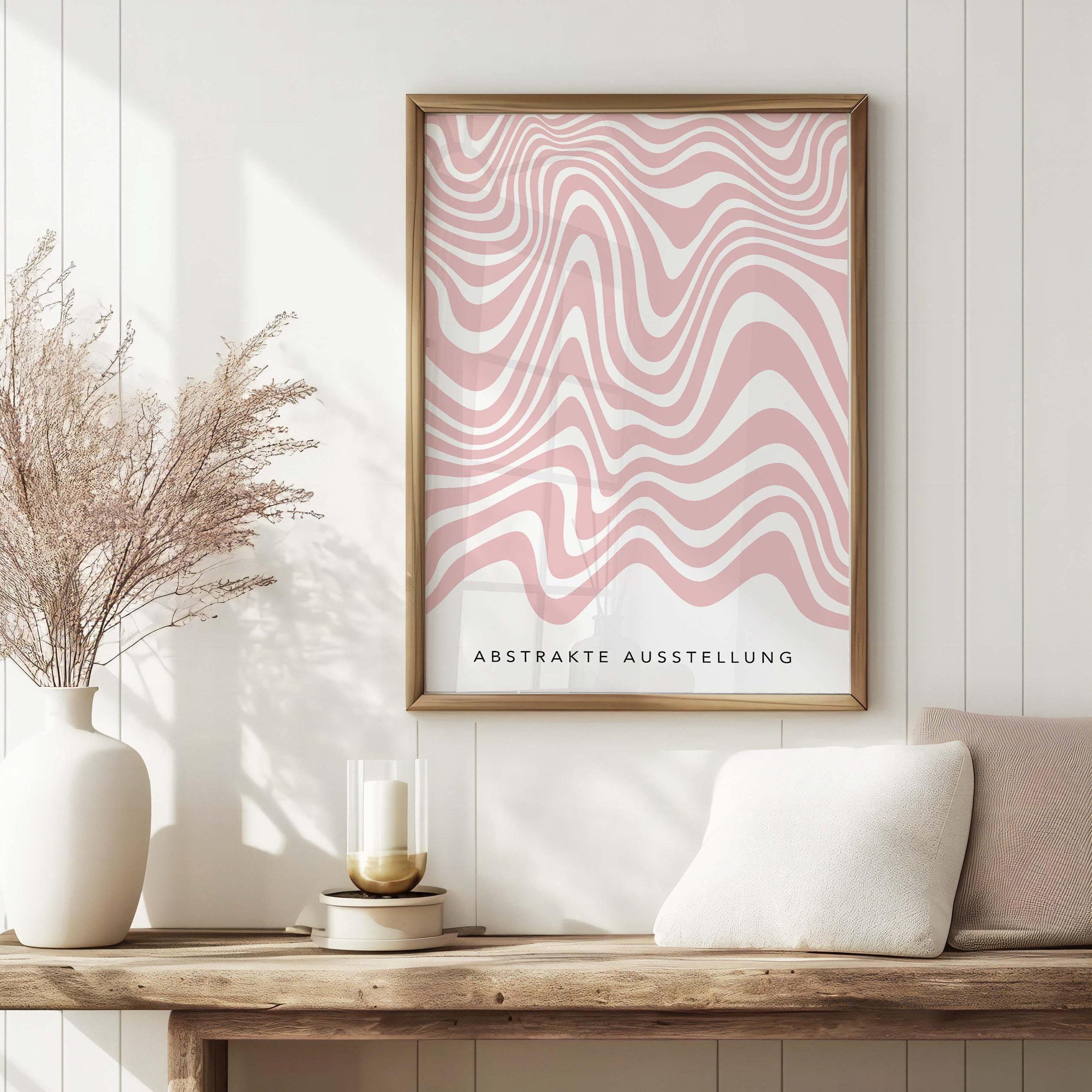 Stampa rosa cipria, arte astratta Bauhaus, arte murale rosa, stampa nera e rosa, decorazione murale rosa, arte murale retrò, arte per soggiorno, stamp