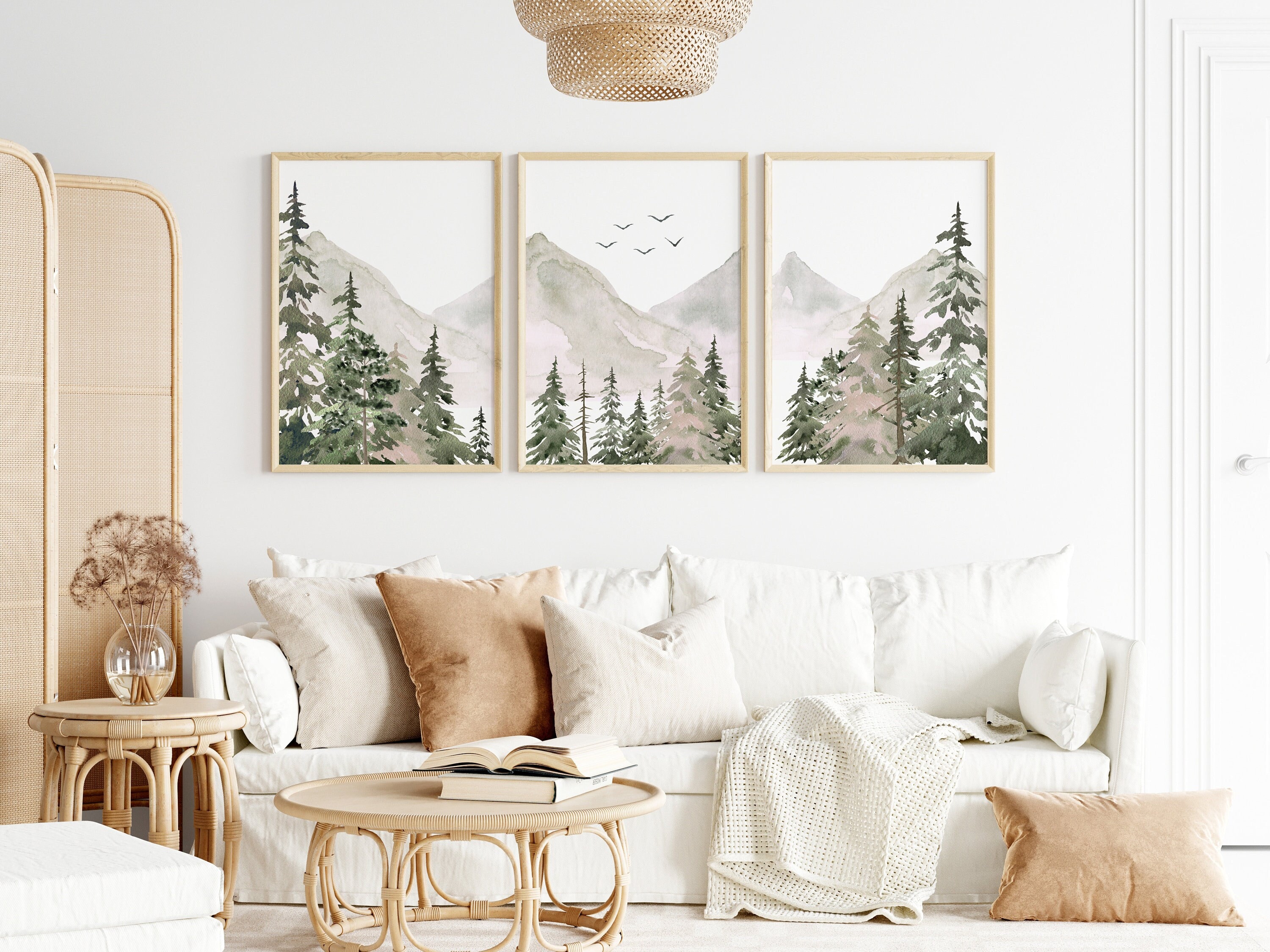 Set di 3 stampe per cameretta con tema montagna, decorazioni per cameretta con tema montagna, decorazioni per cameretta con tema foresta, cameretta co