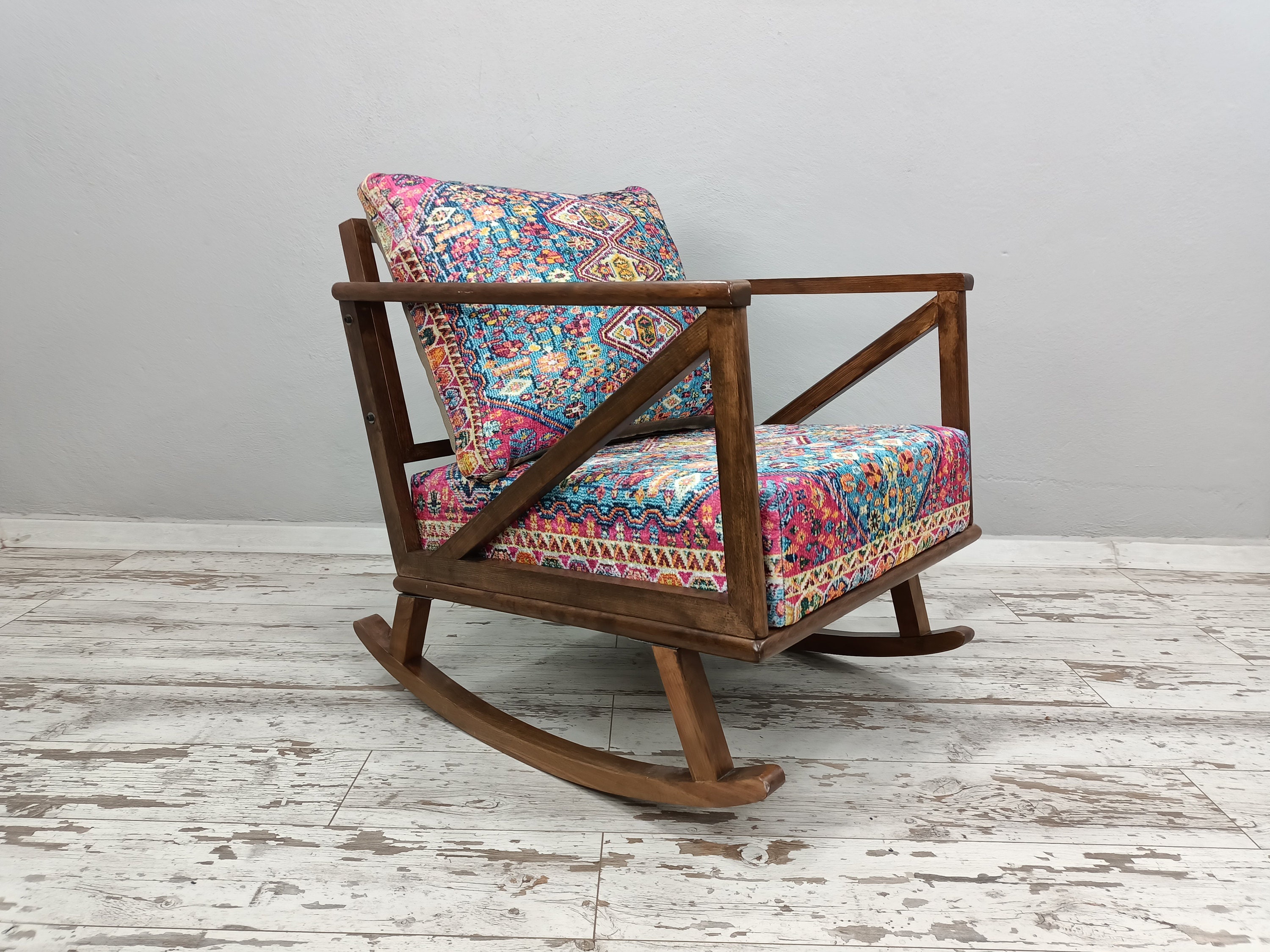 Sedia a dondolo, Sedia da lavoro in legno, Sedia da seduta, Sedia da soggiorno, Sedia a dondolo per bambini, Angolo lettura, Mobili da giardino, Sedia