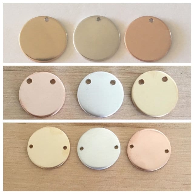 "Disco rotondo da 9,5 mm, 18 g, 3/8\", disco grezzo, disco grezzo per stampaggio rotondo, metallo grezzo, argento sterling, riempito d'oro, riempito d'o"