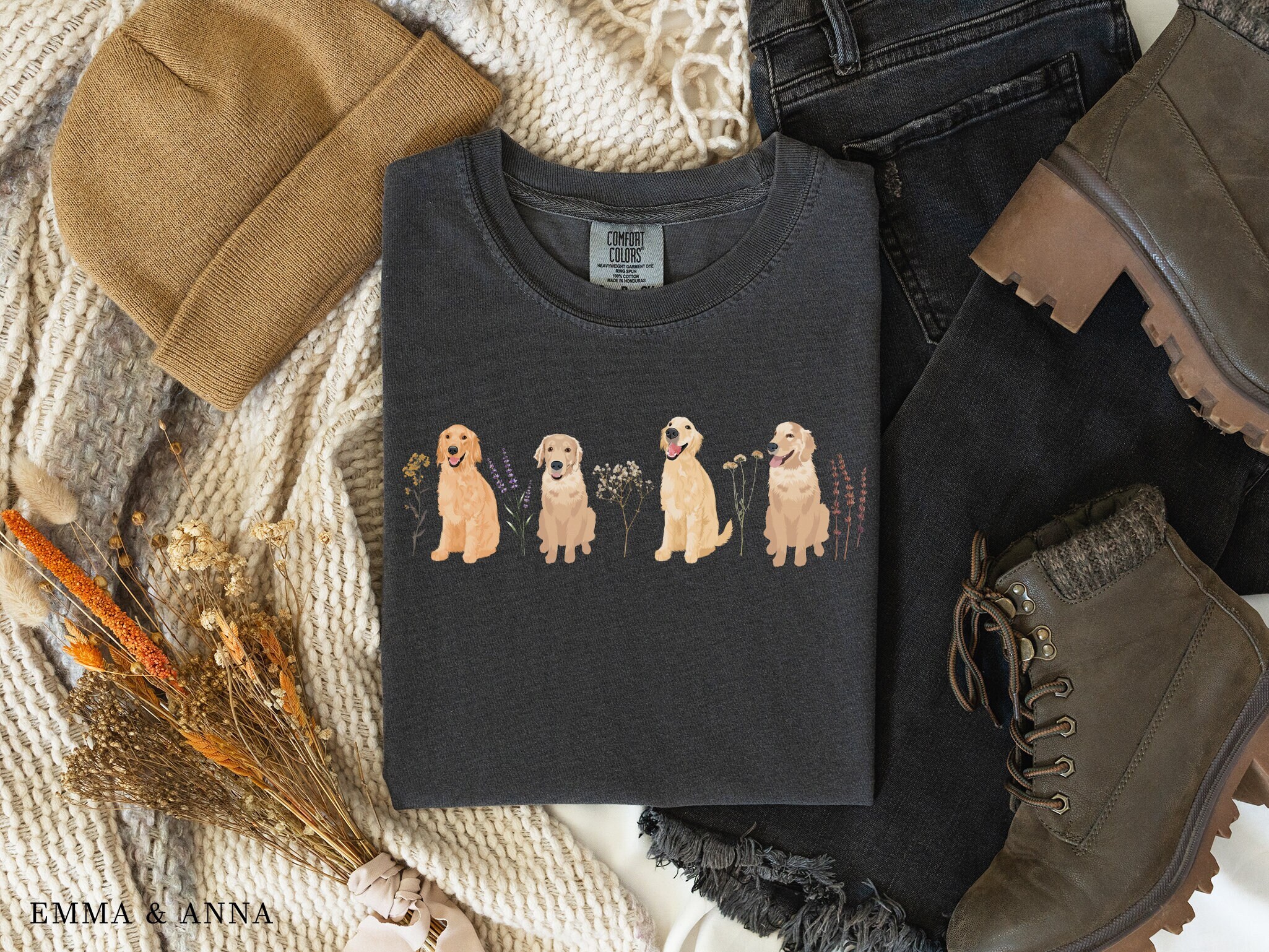 Cottagecore Golden Retriever Camicia, Maglietta Floreale Golden Retriever, Regali Golden Retriever, Mamma Golden Retriever, Maglietta Mamma Cane, Mamm