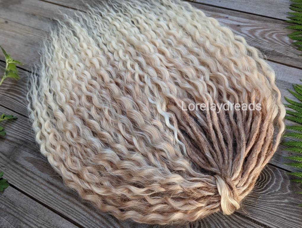 Dreadlocks ricci biondi ombré, extension di dreadlocks sintetici all'uncinetto, dreadlocks biondi Boho, dreadlocks ricci a doppia estremità, trecce bi