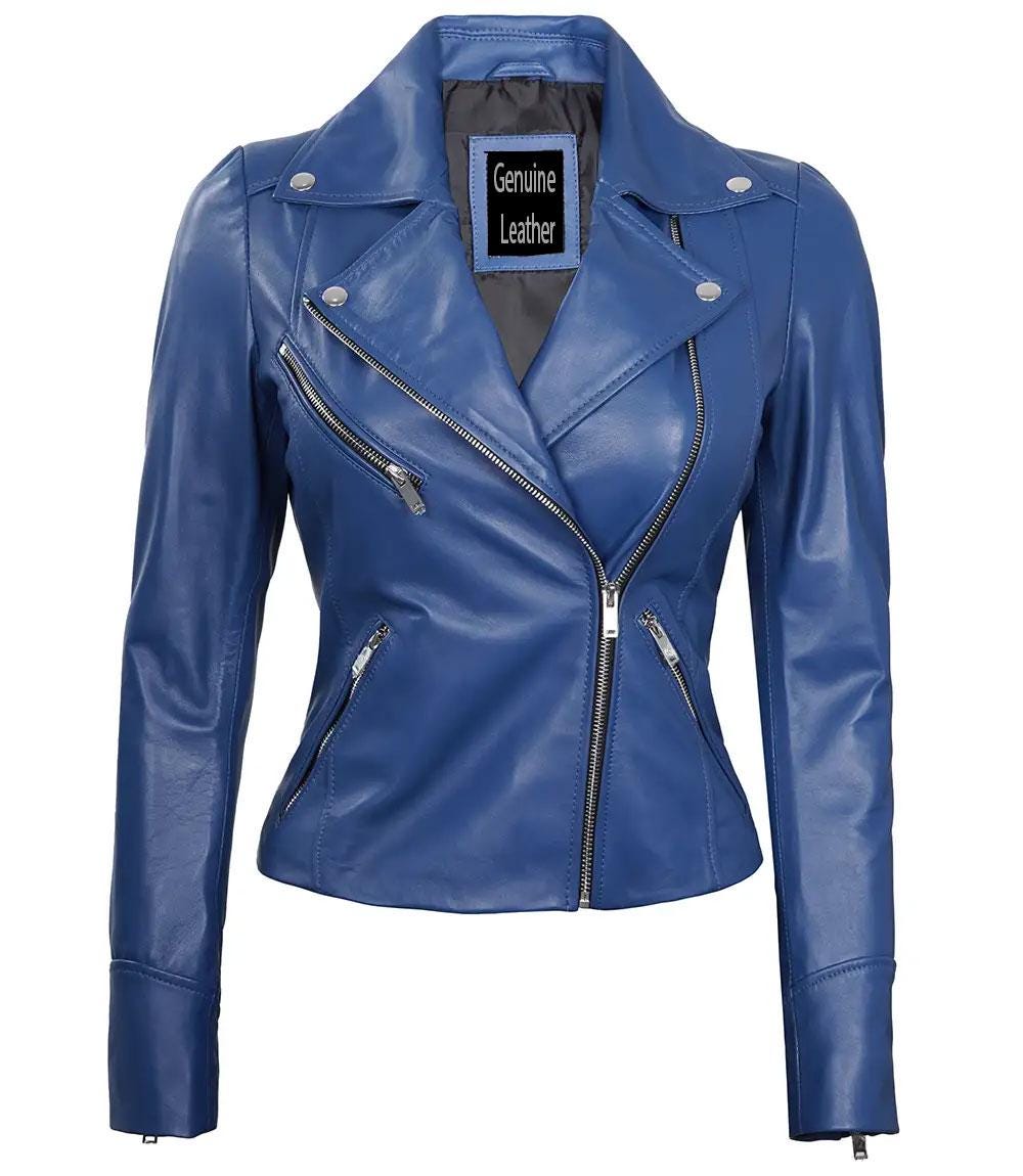 Giacca in pelle da donna / Giacca in vera pelle di agnello / Giacca da motociclista / Giacca da motociclista / Nuova giacca fatta a mano / Giacca in p