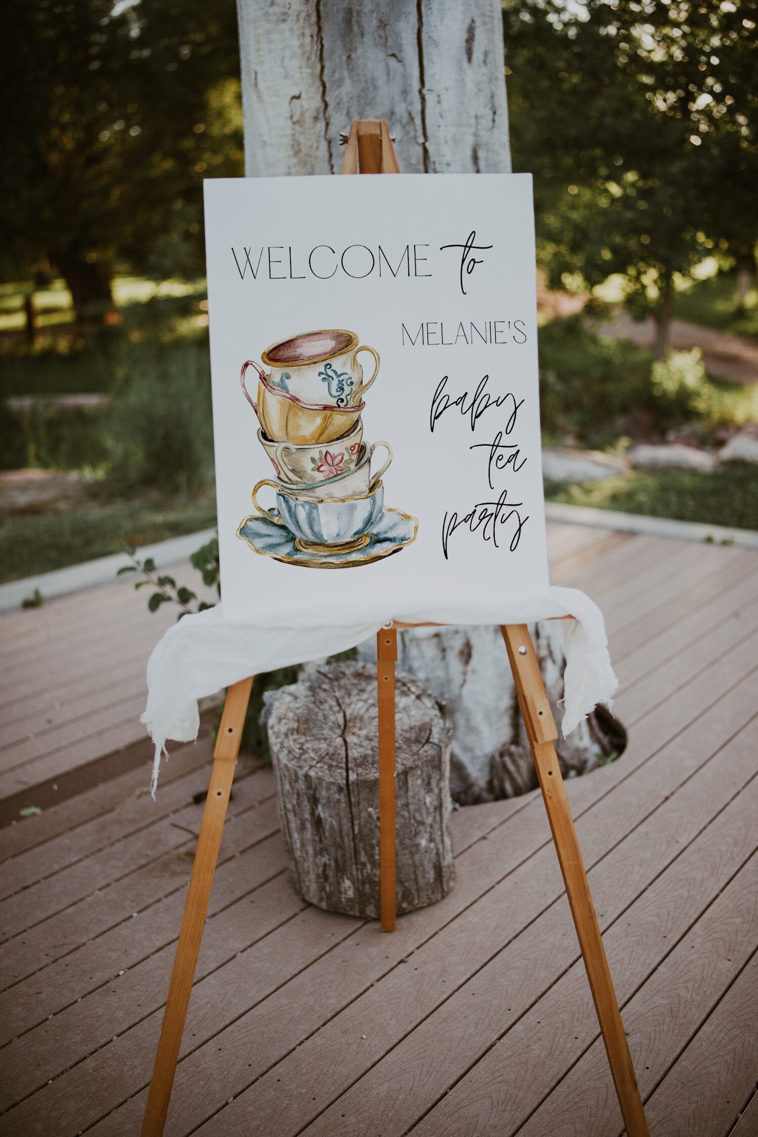 Cartello di benvenuto per baby shower tea party, cartello per baby shower tea party, cartello per baby shower tea party, cartello di benvenuto per tea