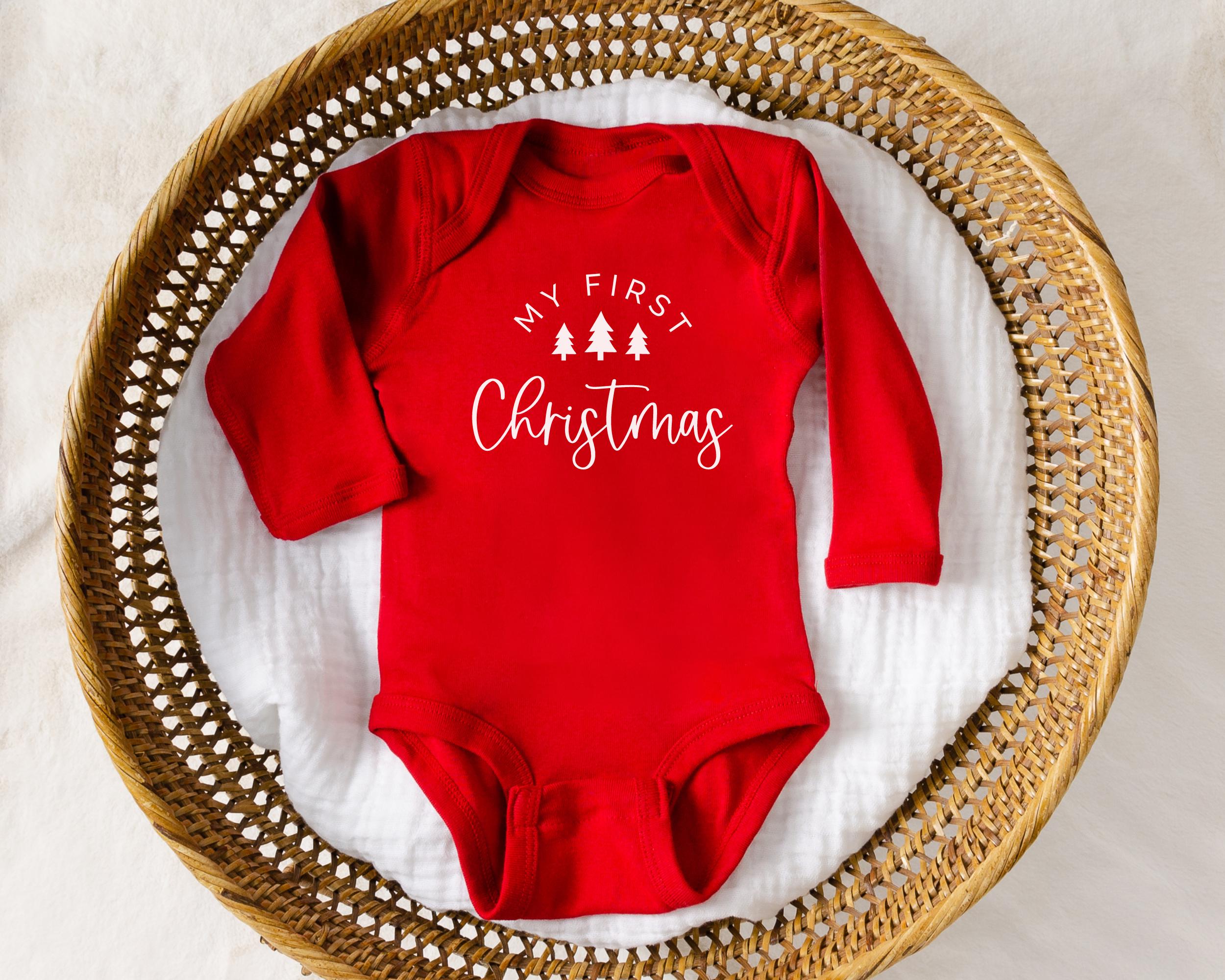 La mia prima tutina di Natale, la prima maglietta di Natale del bambino, il primo Natale del bambino, il vestito di Natale della neonata, il vestito d