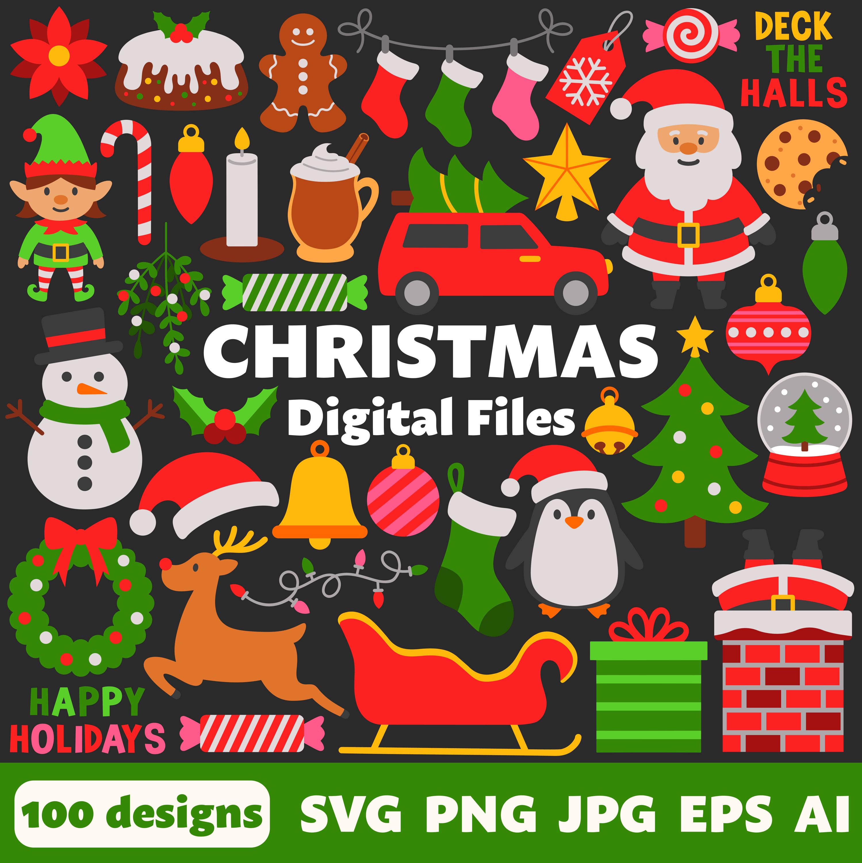 File digitali di Natale, SVG PNG JPG, Clipart, File tagliati, Cricut, Pupazzo di neve, Festività, Inverno, Babbo Natale, Elfo, Rudolph, Polo Nord, Sch