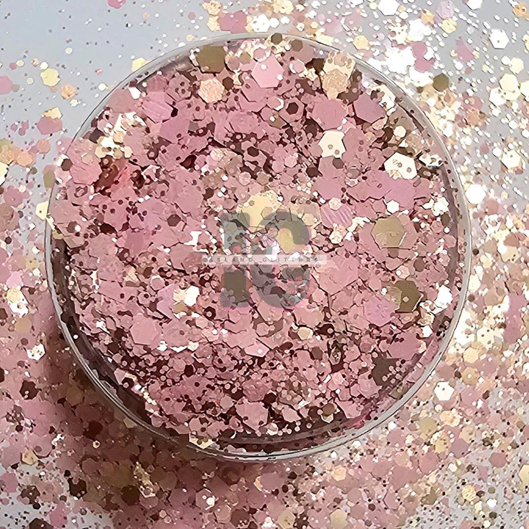 BLUSH CRUSH - Glitter rosa e oro spessi / Glitter rosa metallizzato / Glitter oro metallizzato / Glitter spessi / Glitter rosa a forma di globo di nev