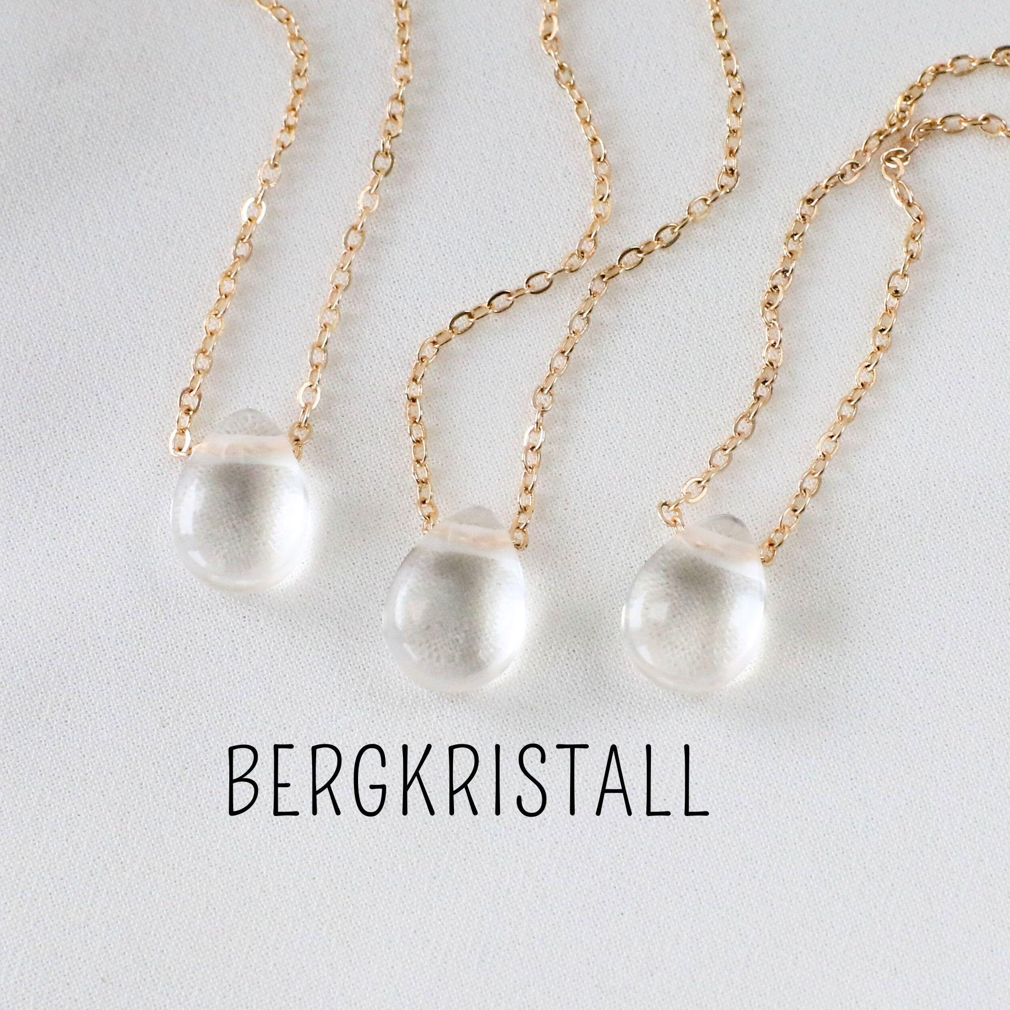 Collana di cristallo di rocca - collana con pendente a goccia di cristallo di rocca, collana di cristallo oro/argento, collana con pendente di pietre