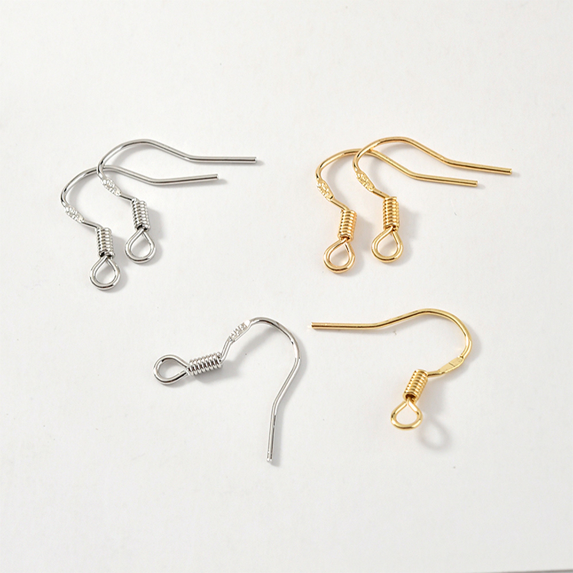 100 pezzi, vero filo per orecchini in ottone placcato oro 18k, ganci francesi a forma di palla, ganci per orecchini pendenti, ganci francesi a forma d