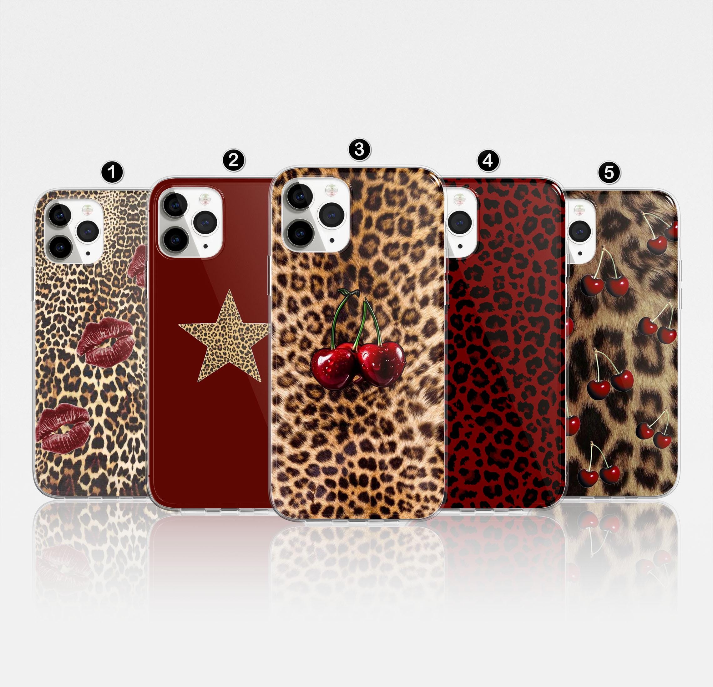 Custodia per telefono con stampa leopardata Cherry, design a stella, cover alla moda con motivo ghepardo per iPhone 17 Pro Max, 16, 15, 14, Samsung S2