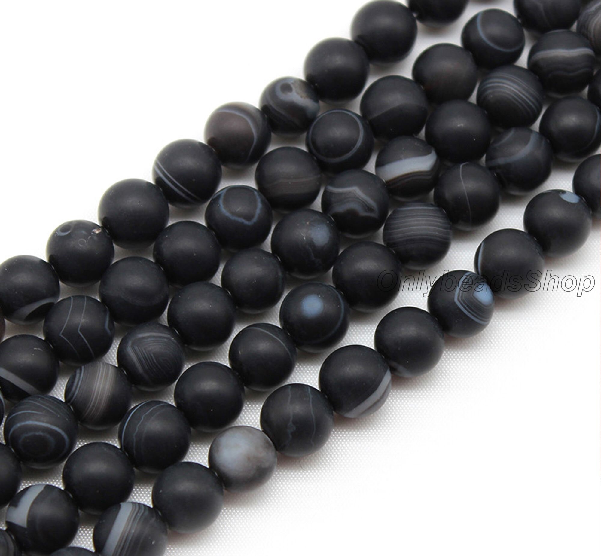 Onice nero opaco, perle di agata rotonde, onice nero satinato, agata nera opaca, agata nera satinata, gioielli fai da te neri-4 mm/6 mm/8 mm/10 mm/12