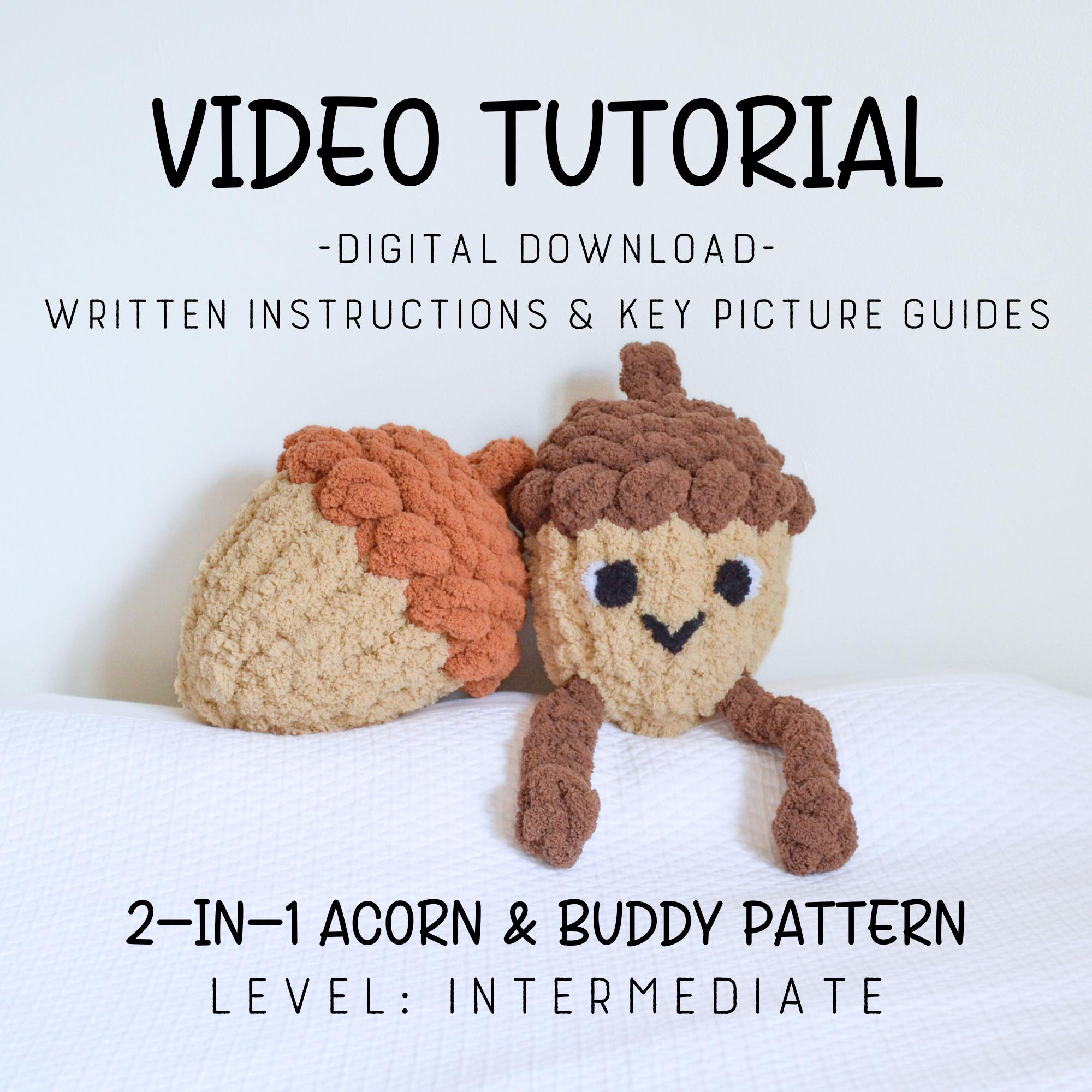 Tutorial video/schema 2 in 1 Acorn & Buddy, Impara a lavorare a maglia con le dita, Lavorare a maglia a mano, Lavorare a maglia a mano Acorn, Tutorial