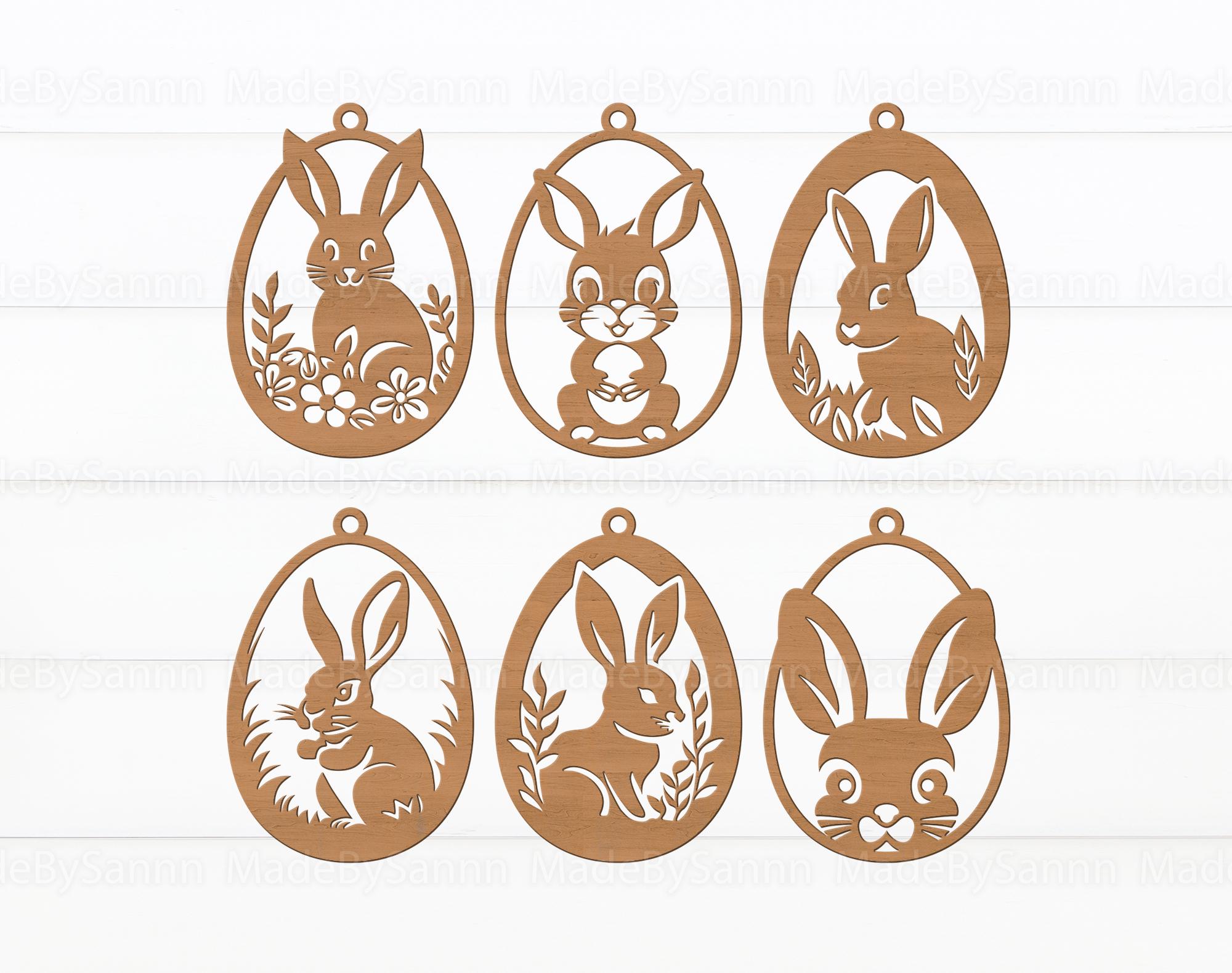 Uovo di Pasqua coniglietto SVG, Ornamenti pasquali SVG, Uovo di Pasqua appeso SVG, Easter Glowforge SVG, Uovo di Pasqua SVG, Appendino pasquale SVG, D
