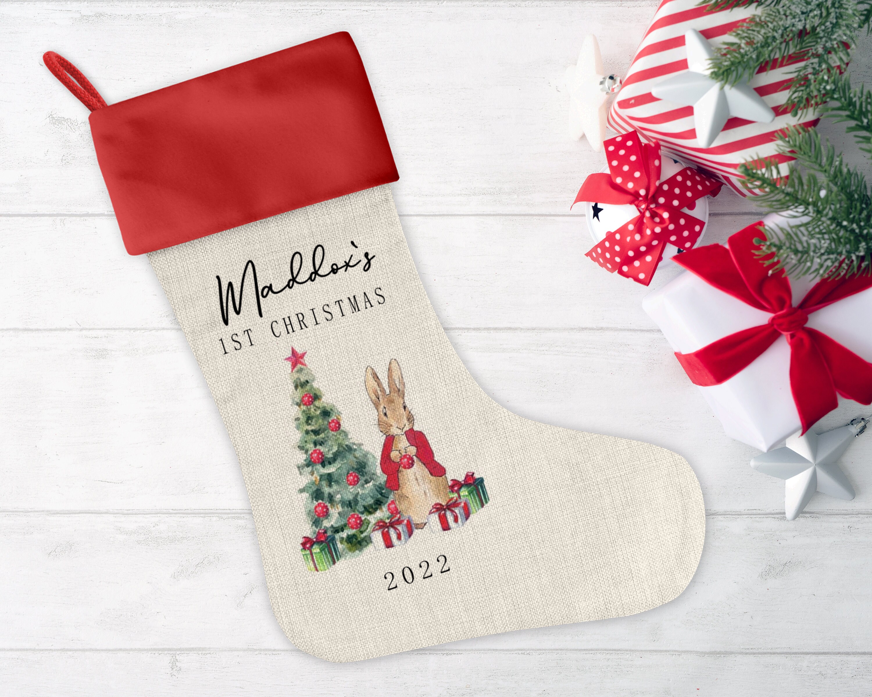 Prima calza di Natale, primo regalo di Natale, regalo di Natale per bambini, decorazioni natalizie, calza di Natale, calza di Natale, Natale,