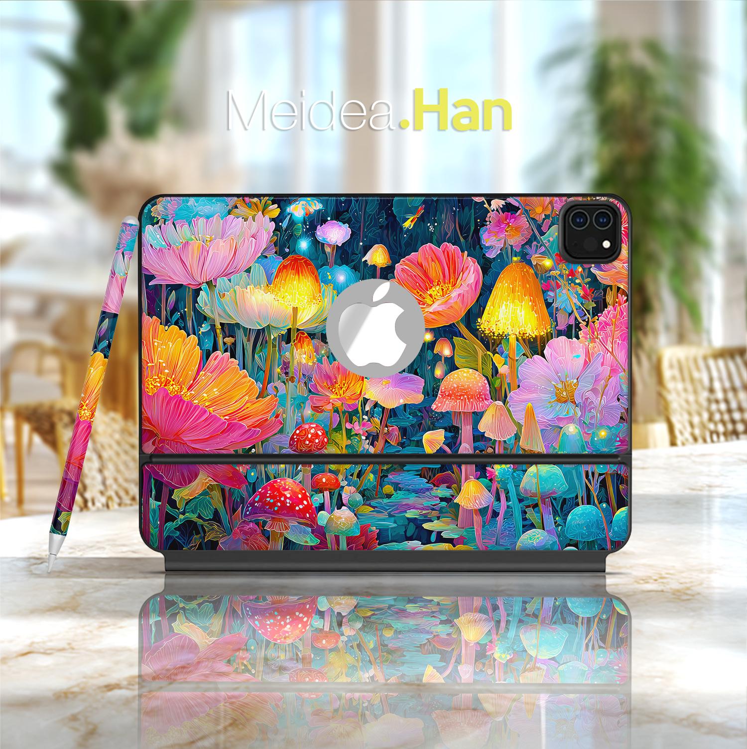 Custodia per tastiera magica con motivo floreale colorato, regalo di compleanno per tastiera magica, tastiera intelligente Folio, tastiera intelligent