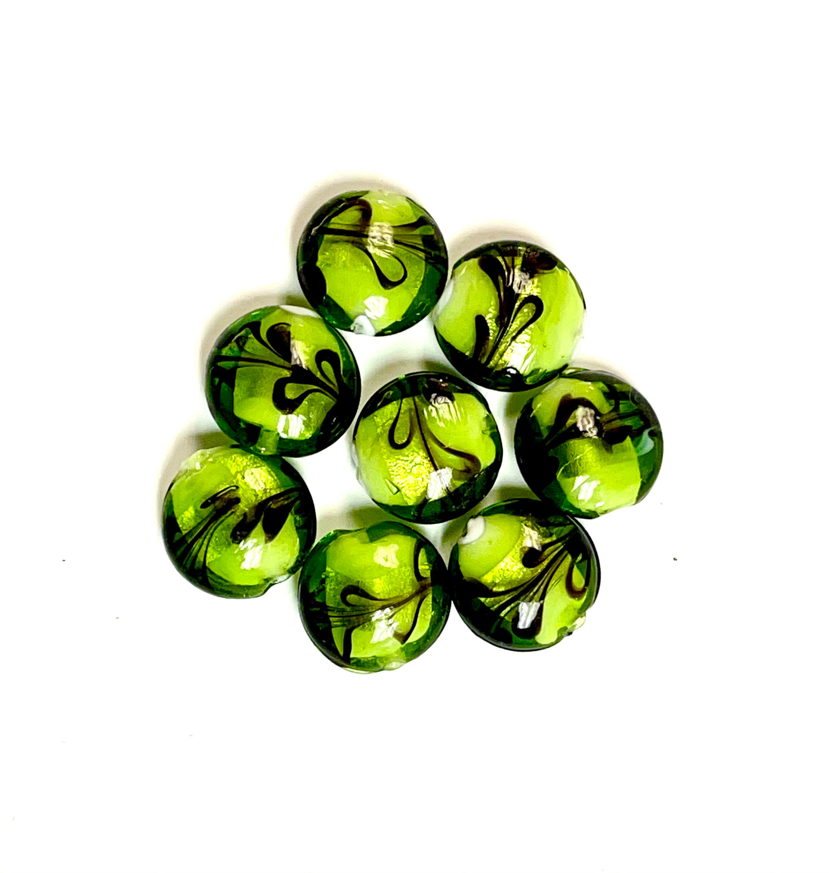 10 pezzi di perle di vetro lavorato a lume, perle di vetro lavorato a lume, perle di vetro di Murano, perle di vetro veneziano, perle in lamina d'arge