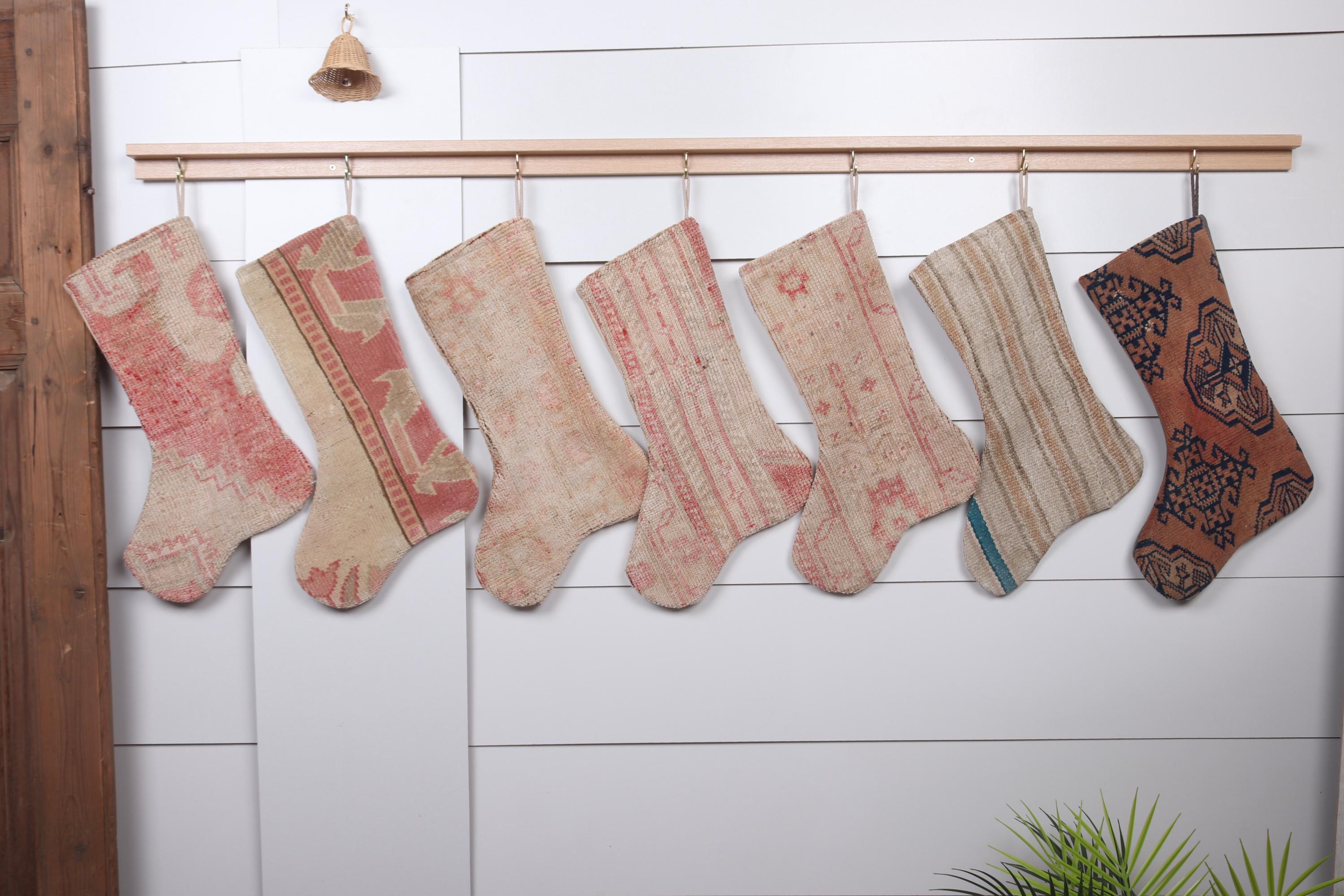 Calza di Natale, Calza di Natale Kilim, Calza vintage, Calza delle feste, Calza intrecciata (18 x 45 cm), Calza regalo di Natale