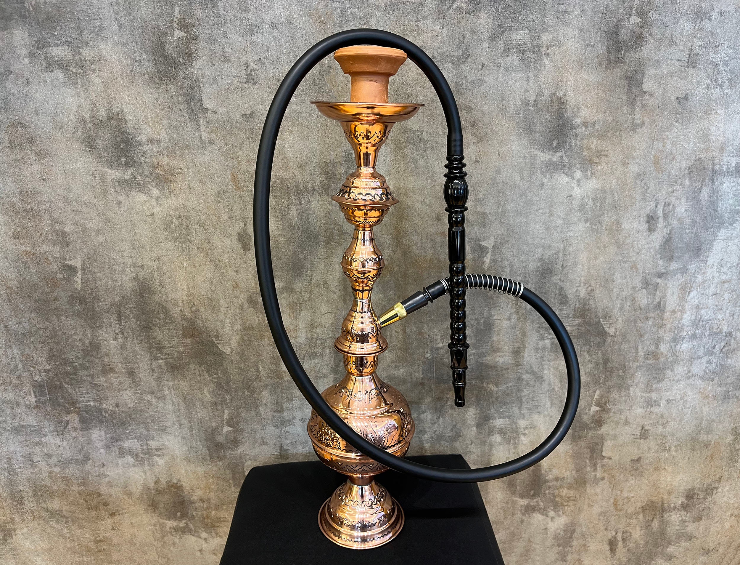 Set di narghilè in rame originale Burned Design LARGE, narghilè turco unico fatto a mano, regalo in rame inciso, shisha intagliata e bruciata, regalo