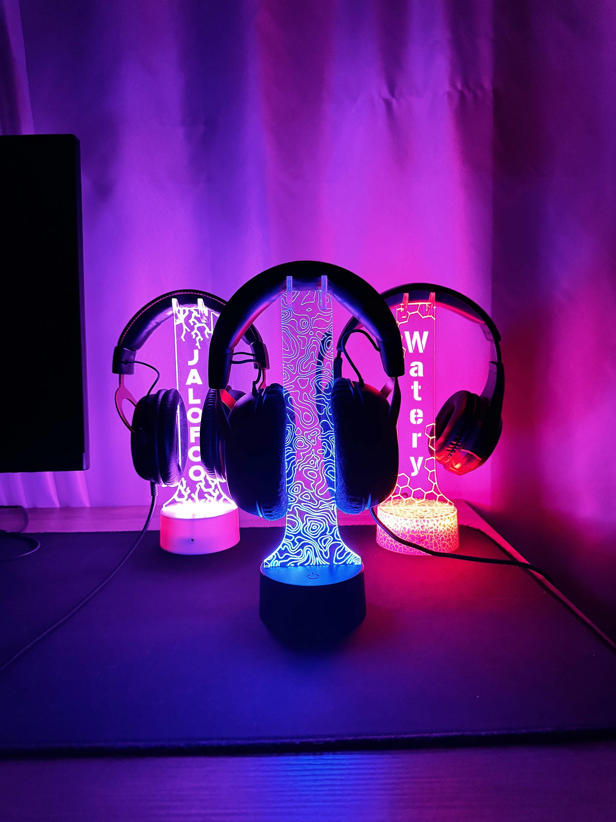 Supporto per cuffie a LED personalizzato, supporto per cuffie RGB, supporto per cuffie Streamer, luce a LED per Gamertag, supporto per cuffie, regalo