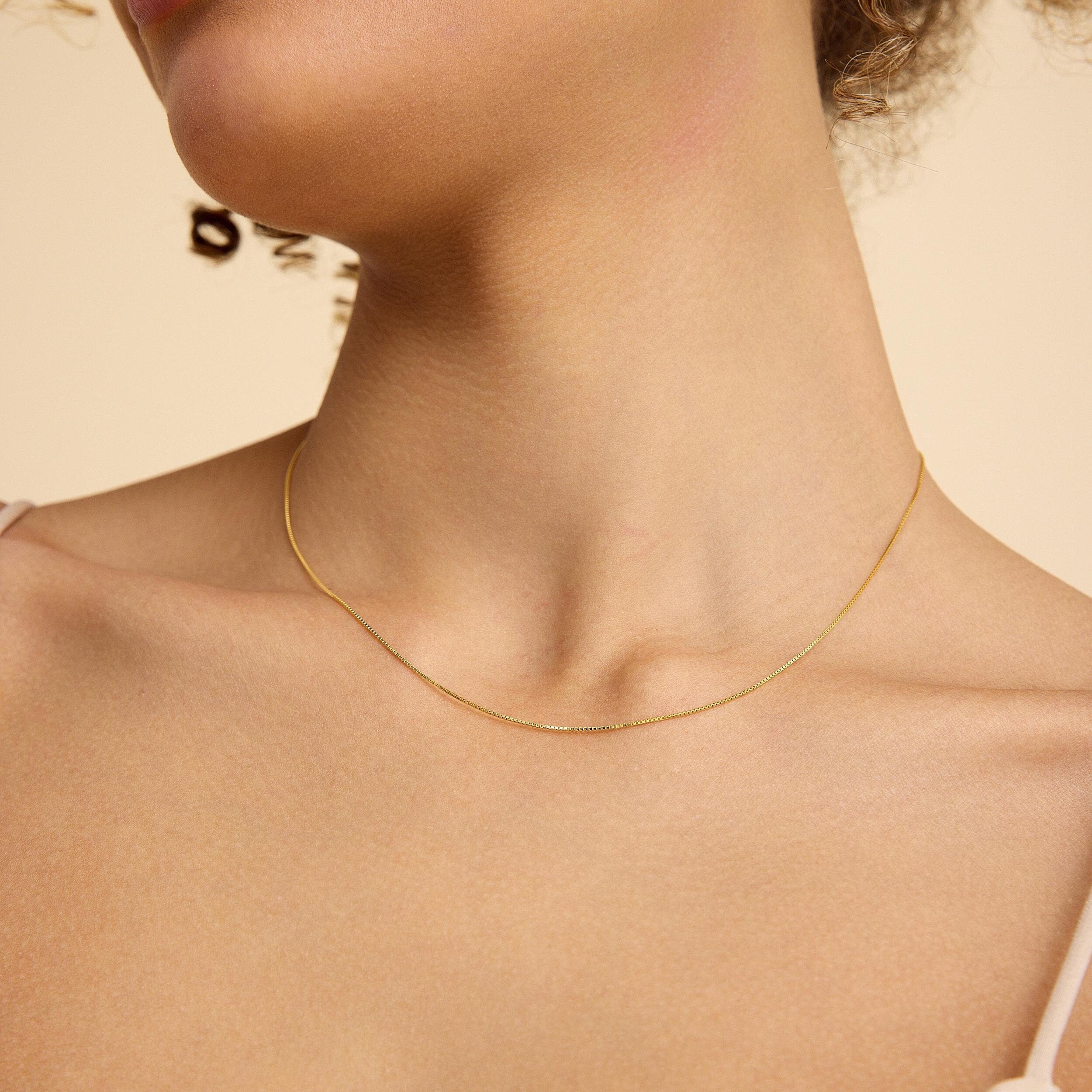 Collana con catena a maglie sottili, collana a strati, catena a maglie sottili riempita in oro 18k, collana minimalista, collana semplice, regalo per