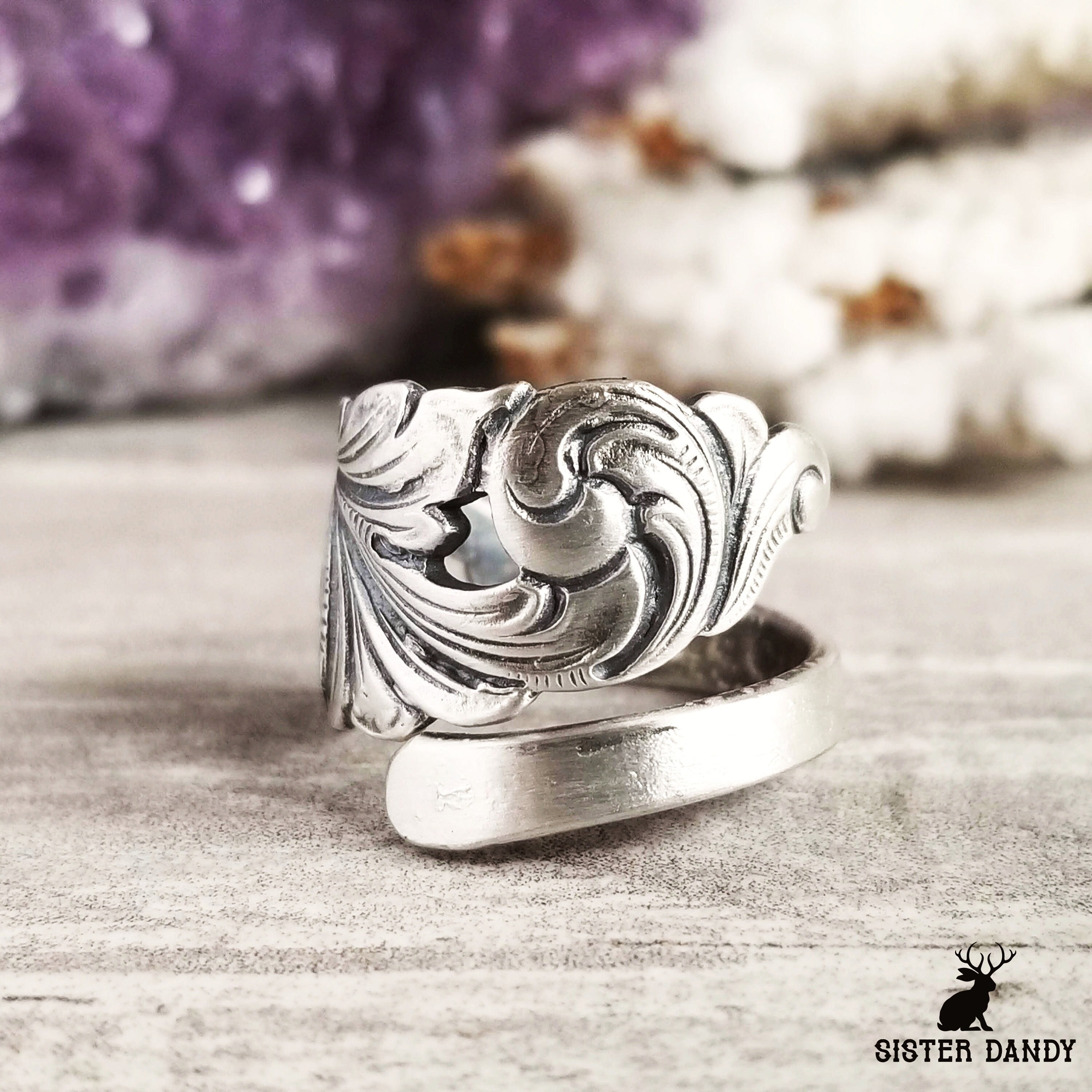 Elegante anello a spirale, anello in argento scandinavo 830, anello a spirale a spirale, anello a spirale vintage, anello con motivo floreale in argen
