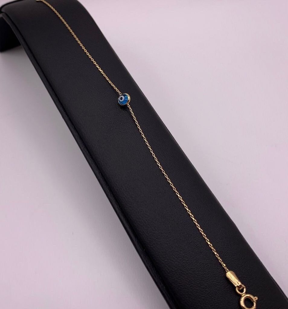 Bracciale con ciondolo occhio di Allah in oro 14 carati, bracciale occhio di Allah in oro, bracciale di protezione occhio di Allah in oro 14 carati, b