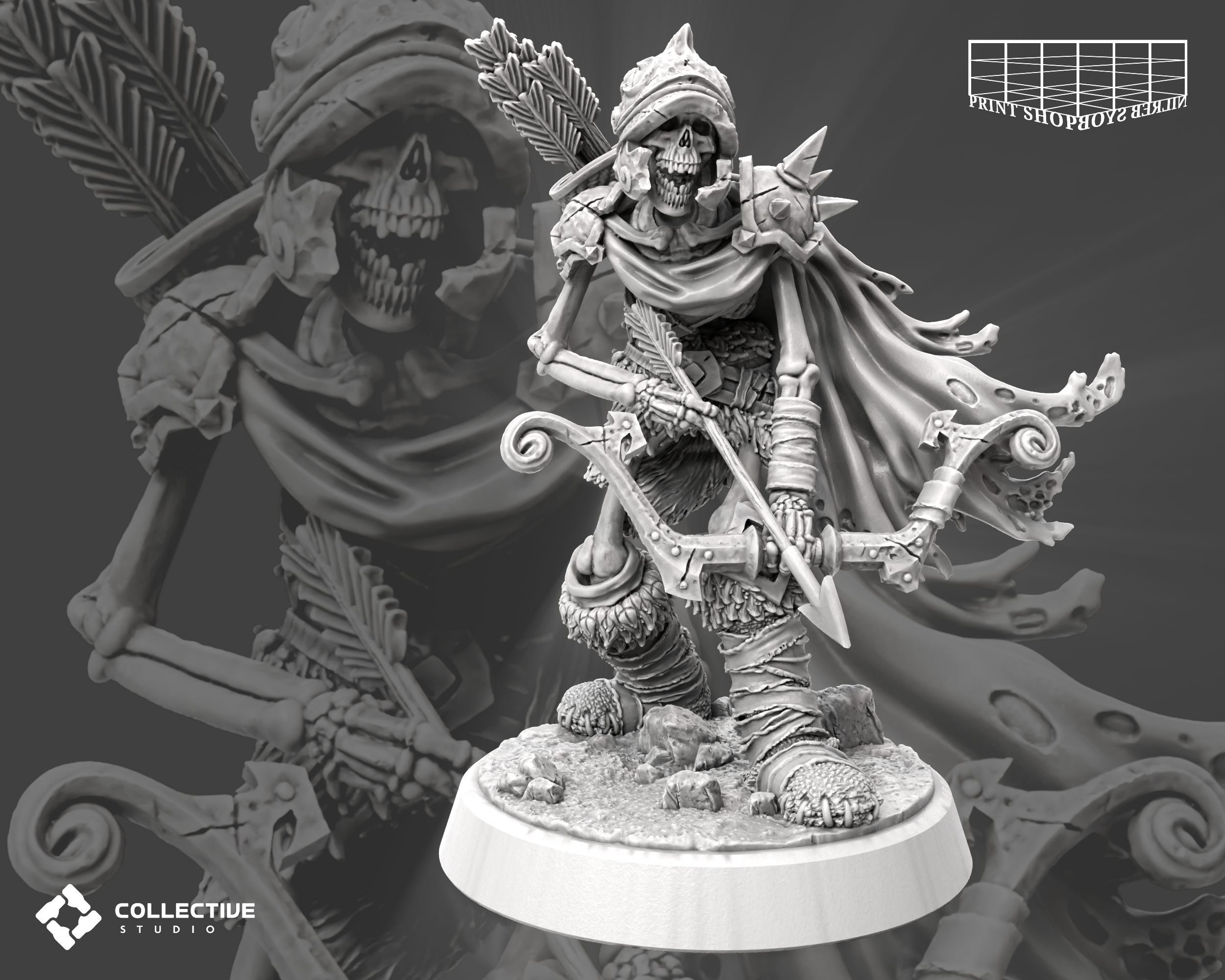 Miniatura di Arciere Scheletrico | Miniatura di Arciere Non Morto | Stampa dettagliata | per D&D 5e, Pathfinder e altri giochi di ruolo | 32 mm | 75 m