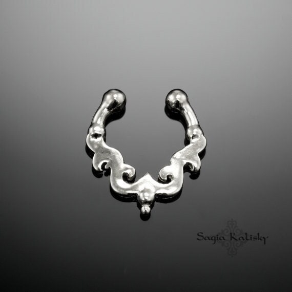 Anello finto per setto nasale, argento sterling, setto nasale finto, anello finto per setto nasale, polsino per setto nasale, trago, elica, cartilagin