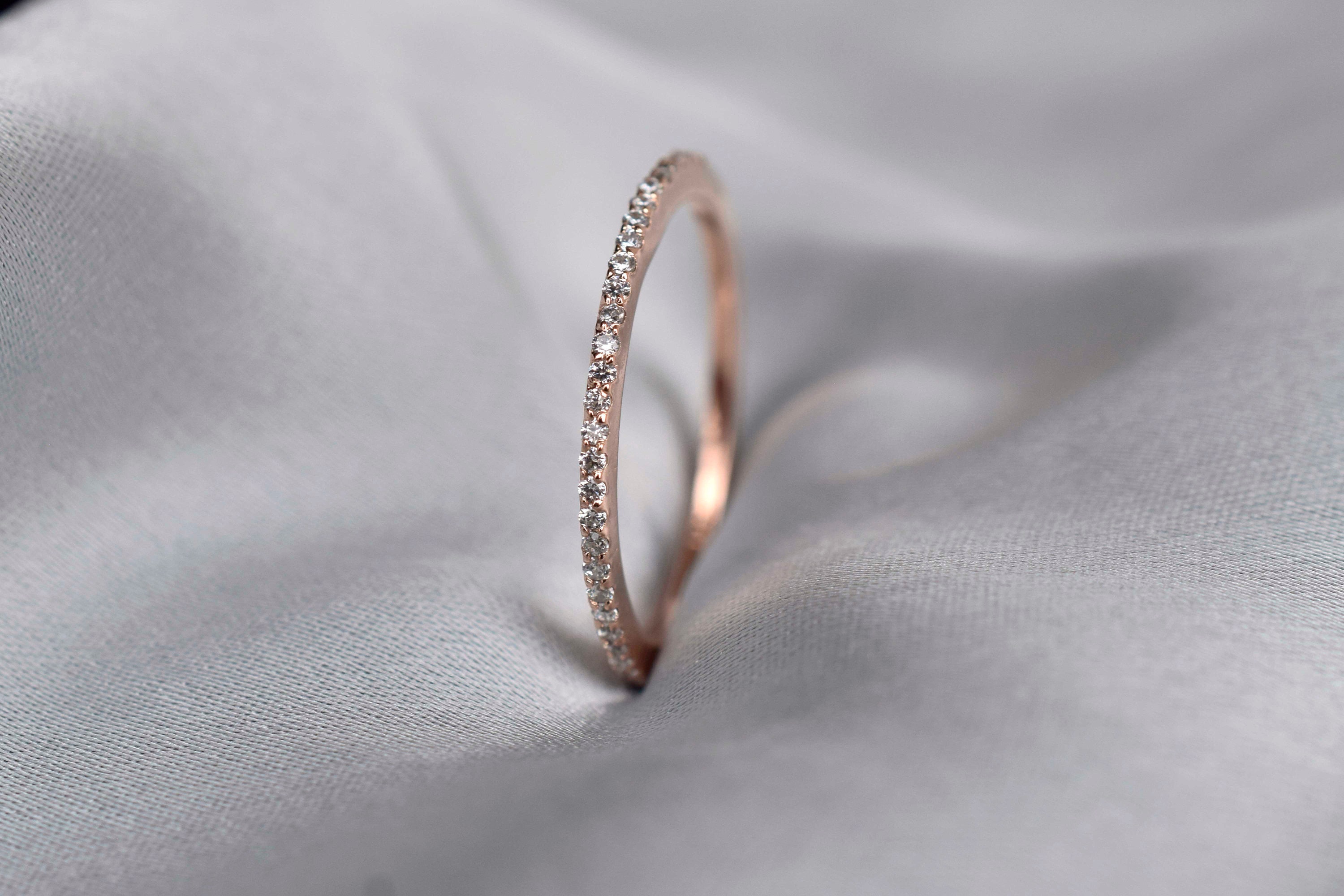 Anello dell'eternità con micro pavé di diamanti, anello dell'eternità completo con diamanti da 1 mm, anello con diamanti CZ, anello in argento sterlin