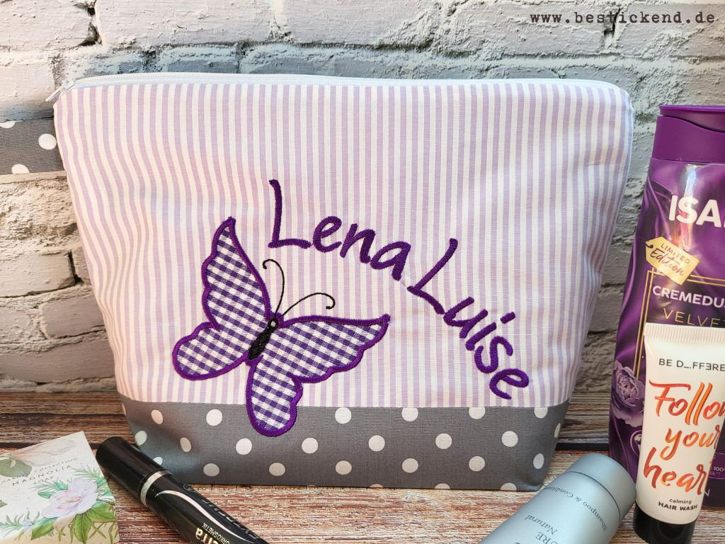 borsa ricamata FARFALLA + nome //grigio - lilla// borsa per pannolini borsa da toilette borsa per pannolini borsa da toilette borsa da toilette 20 car