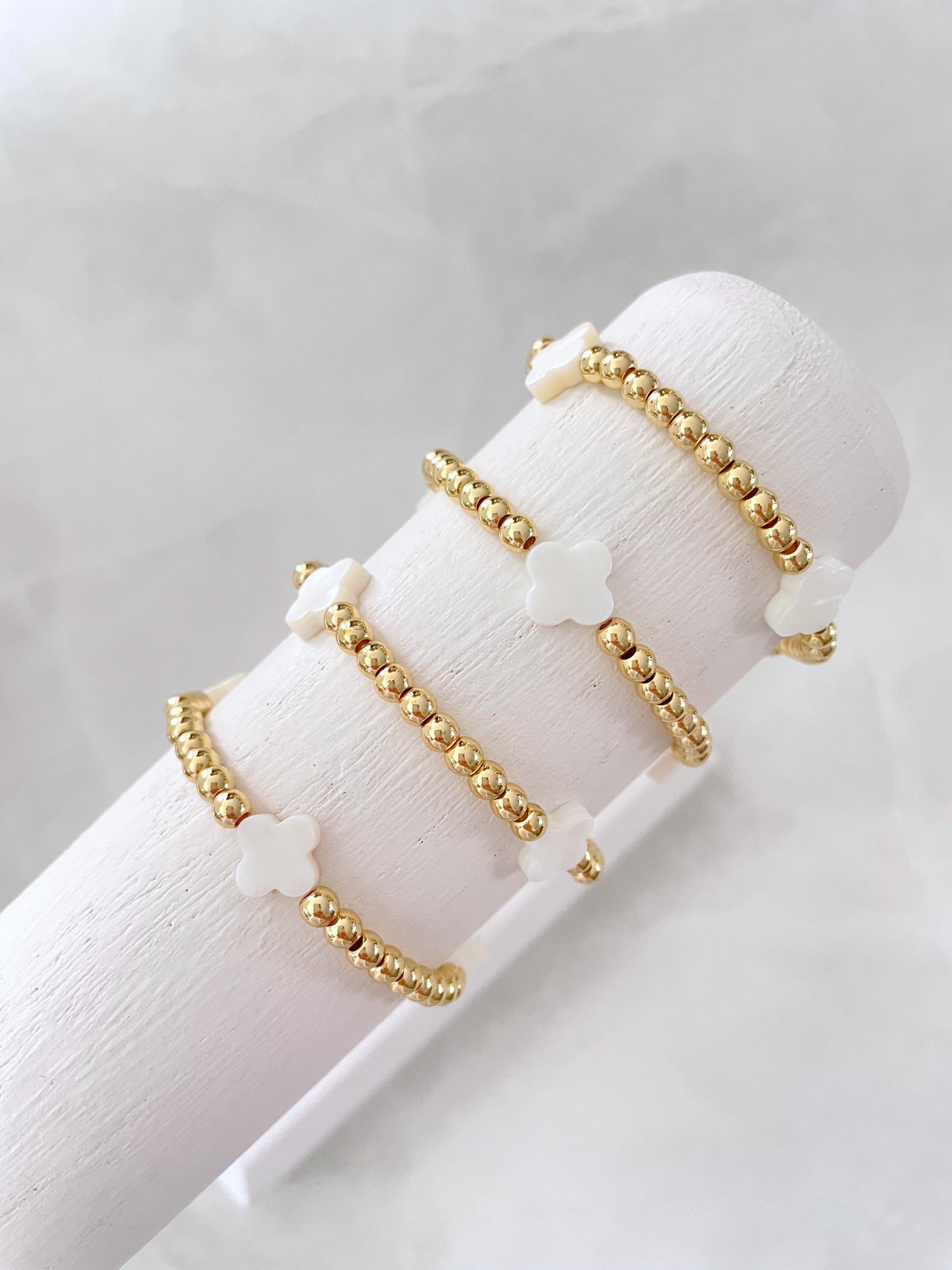 il bracciale trifoglio / bracciale placcato oro 14k / bracciale elastico / bracciale impilabile / bracciale in argento sterling / bracciale in oro ros