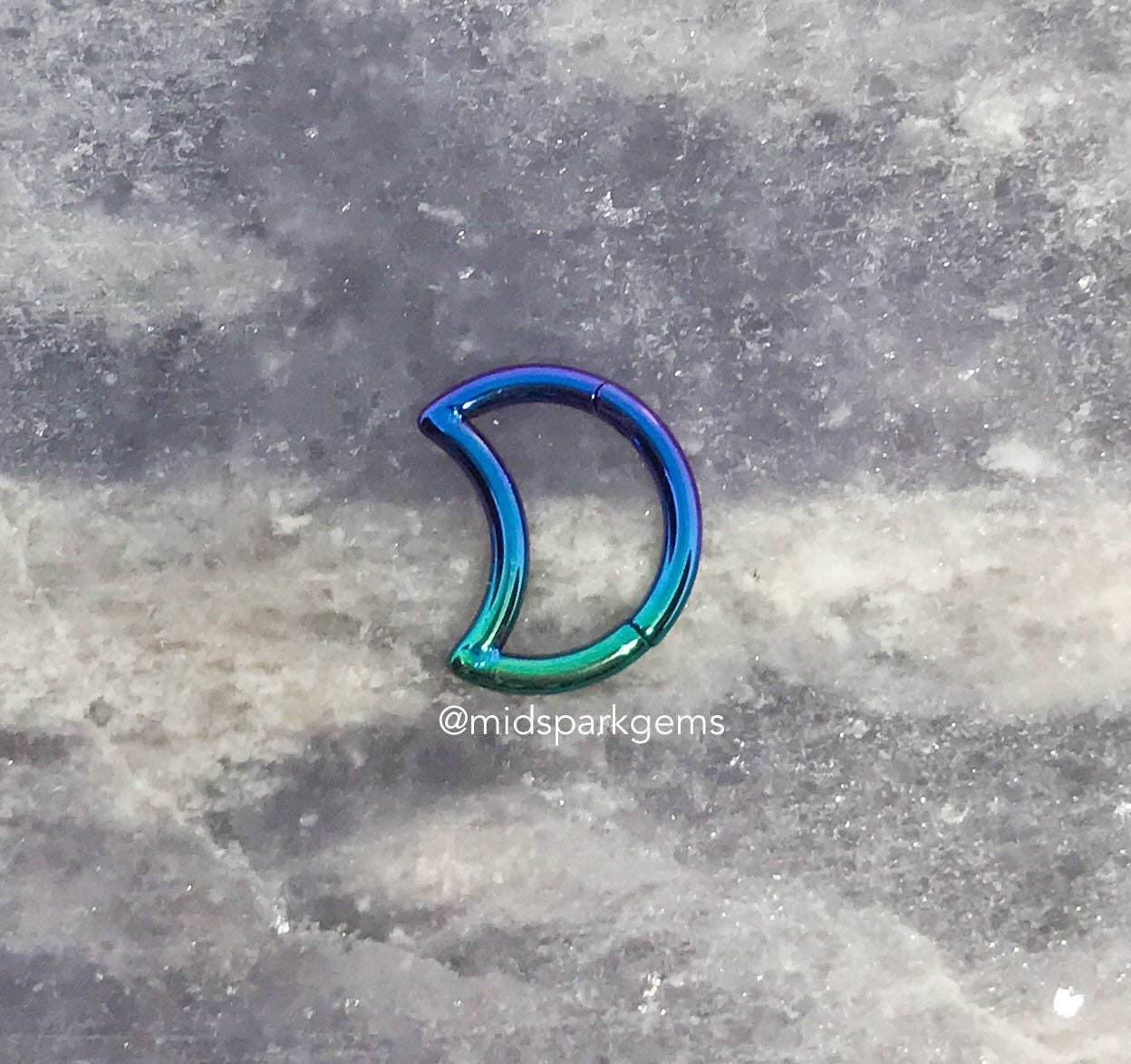 BLU OCEANO - Anello a segmento incernierato a mezzaluna da 16 g, 8 mm, 10 mm o 12 mm, clicker in titanio ASTM F136, turchese, verde acqua, anello per