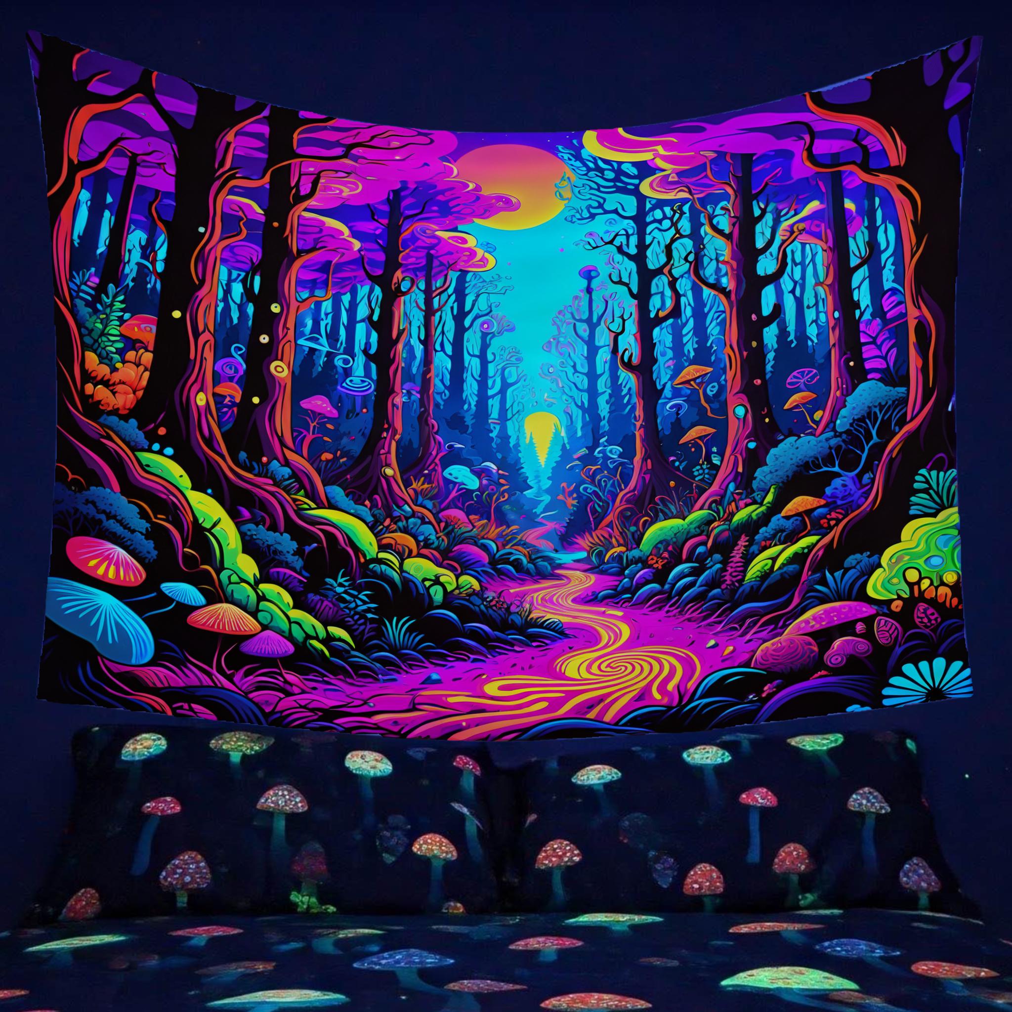 Arazzi da parete per interni con tema foresta magica, decorazioni artistiche luminose, arazzi fantasy, arazzi da parete con tema natura, decorazioni u