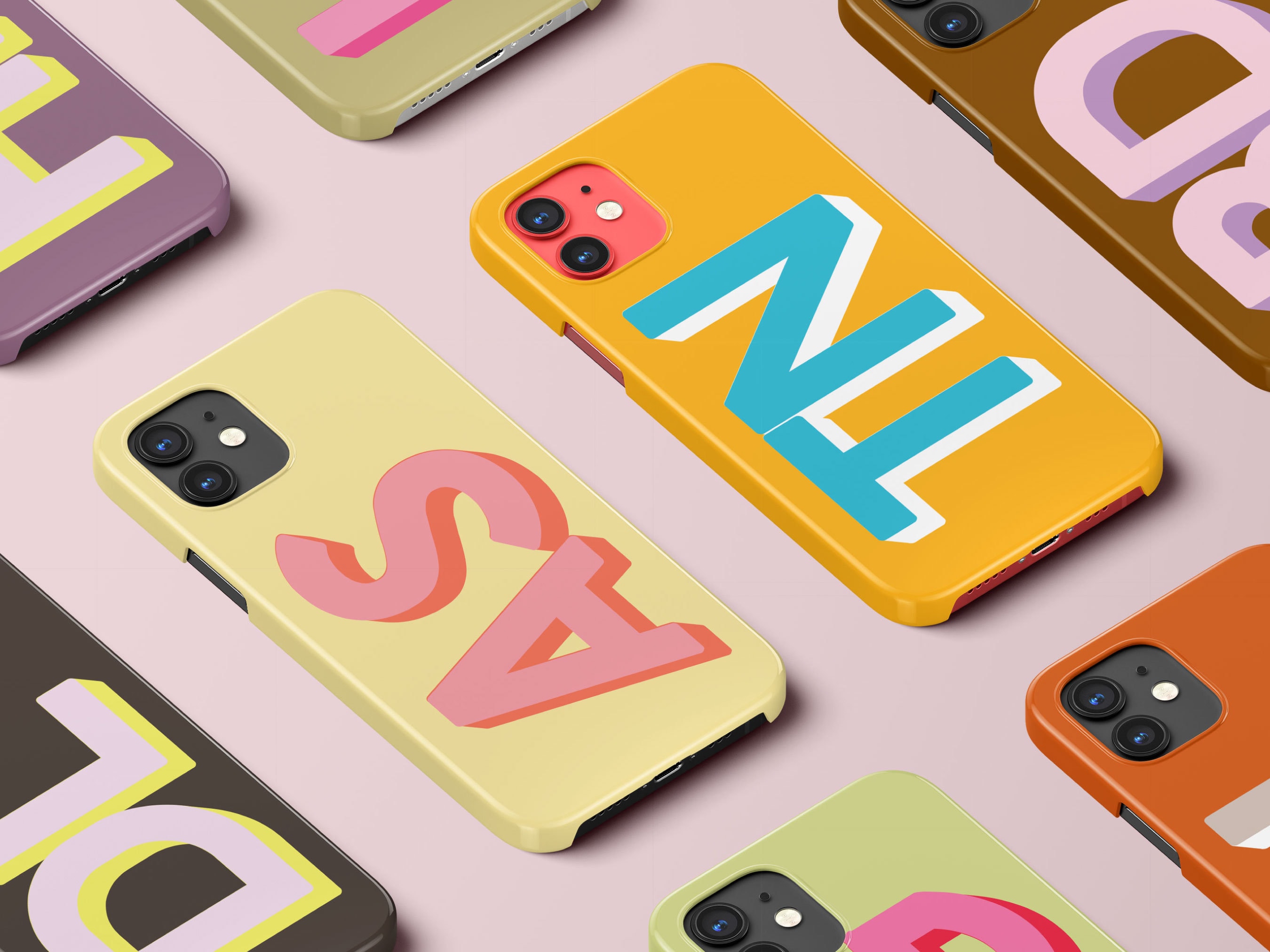 Custodia per telefono con monogramma iniziale personalizzata / Custodia protettiva rigida grande personalizzata con chiusura a scatto per iPhone Samsu